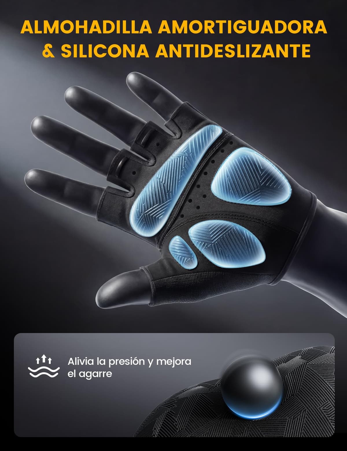 Lamicall Guantes de Ciclismo de Medio Dedo para Hombre y Mujer, Guantes de Gimnasio - [Amortiguador & Transpirable] Secado Rápido, Guantes MTB, Guantes de Verano para Bicicleta Montaña, Moto, Gimnasio — view 5