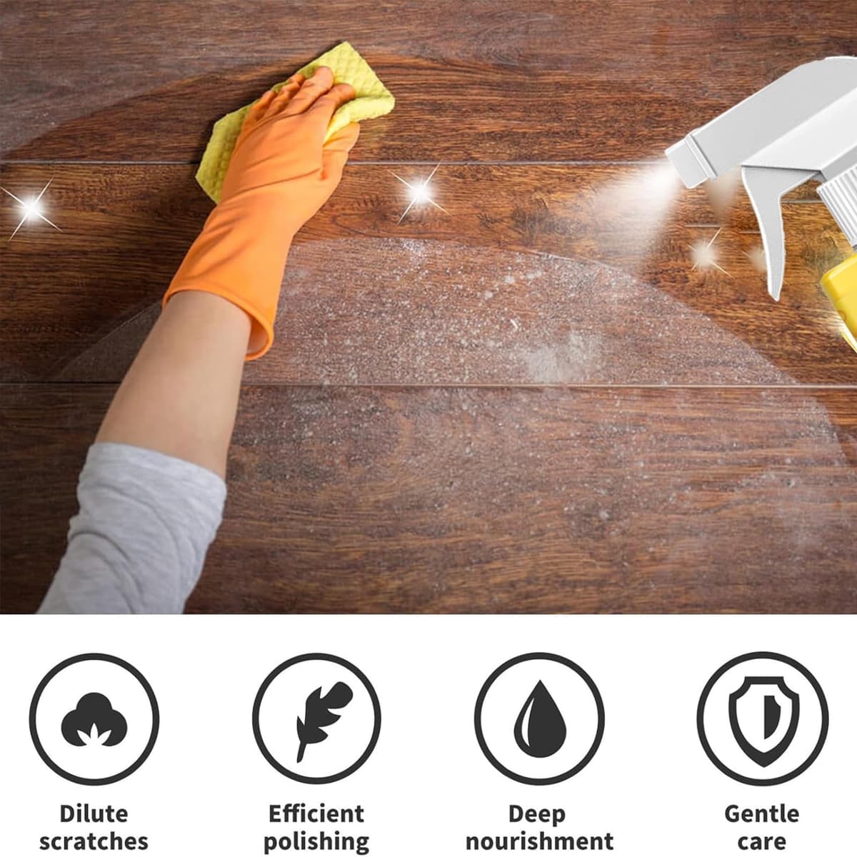 Spray Beeswax for Wood, Bees Wax Furniture Polish and Cleaner with Sponge&Towel, Beeswax Essential Oil Wax For Living Rooms,Kitchens, Floors (1 pc) — view 5