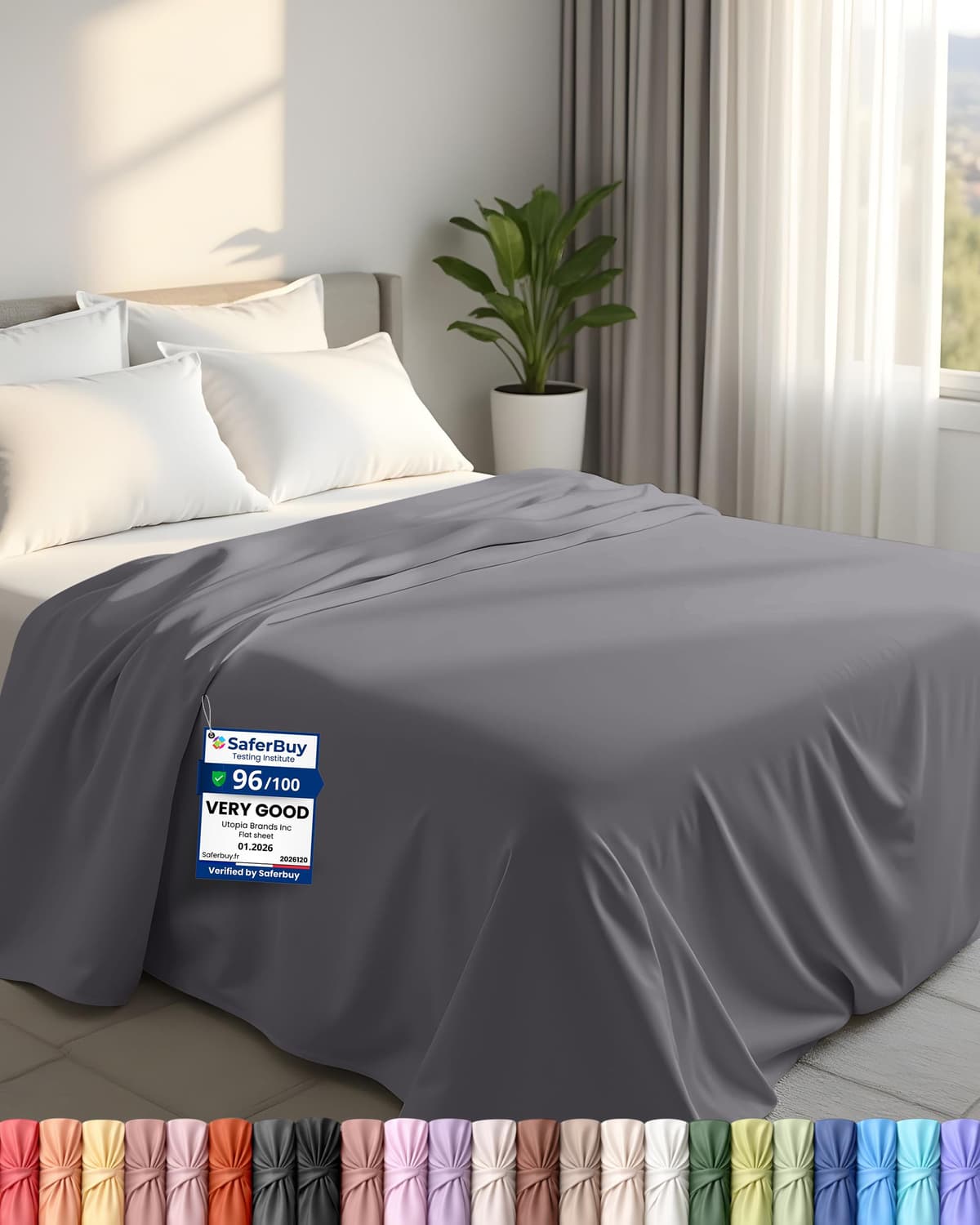 Utopia Bedding - Flat Sheet Double - Easy Care Soft Brushed Polyester - Microfiber Fabric - Wrinkle, Shrinkage, and Fade Resistant - White — view 8