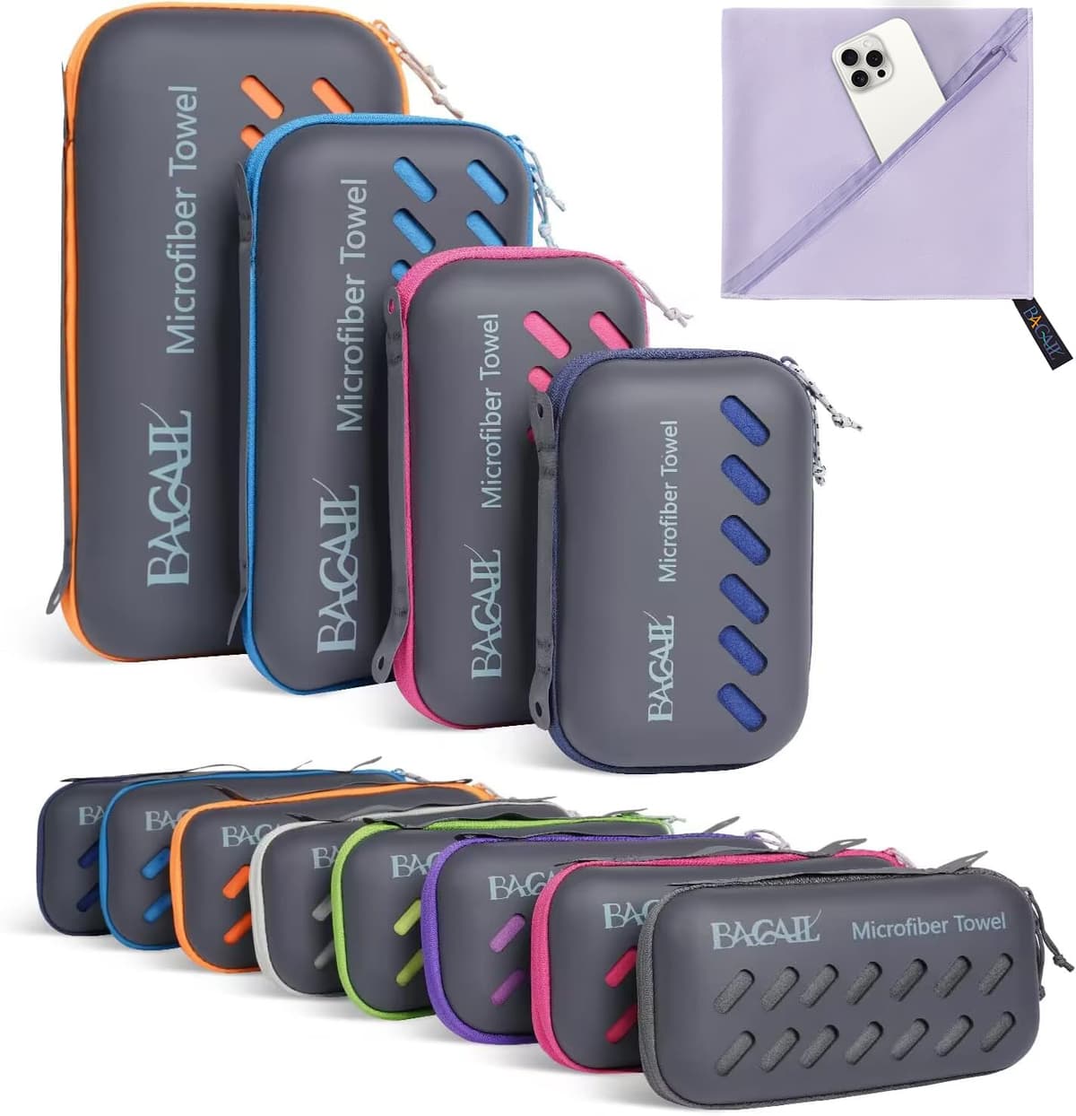 BAGAIL Toallas de Viaje de Microfibra, Toallas de Campamento, Toallas de baño y Toallas de Playa, Secado rápido - Súper absorción de Agua - Súper Compacto, Muy Adecuado para el Deporte y el Fitness — view 9