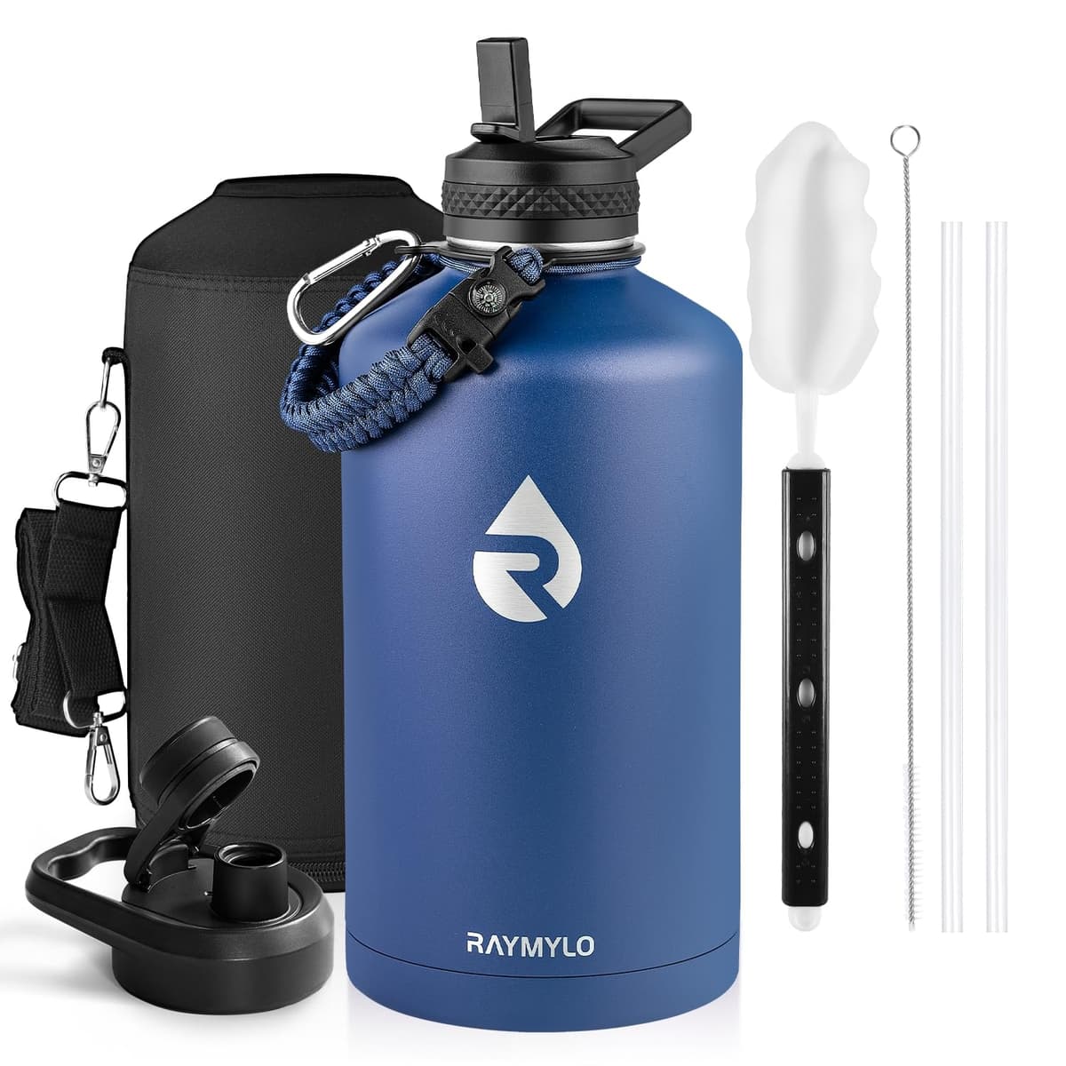 RAYMYLO One Gallon Water Bottle Insulated, Triple Walled Vacuum Stainless Steel (Cold for 48 Hrs), Leak Proof & Non-BPA, Large Water Flask Jug with Paracord Handle & Straw Spout Lids — view 38