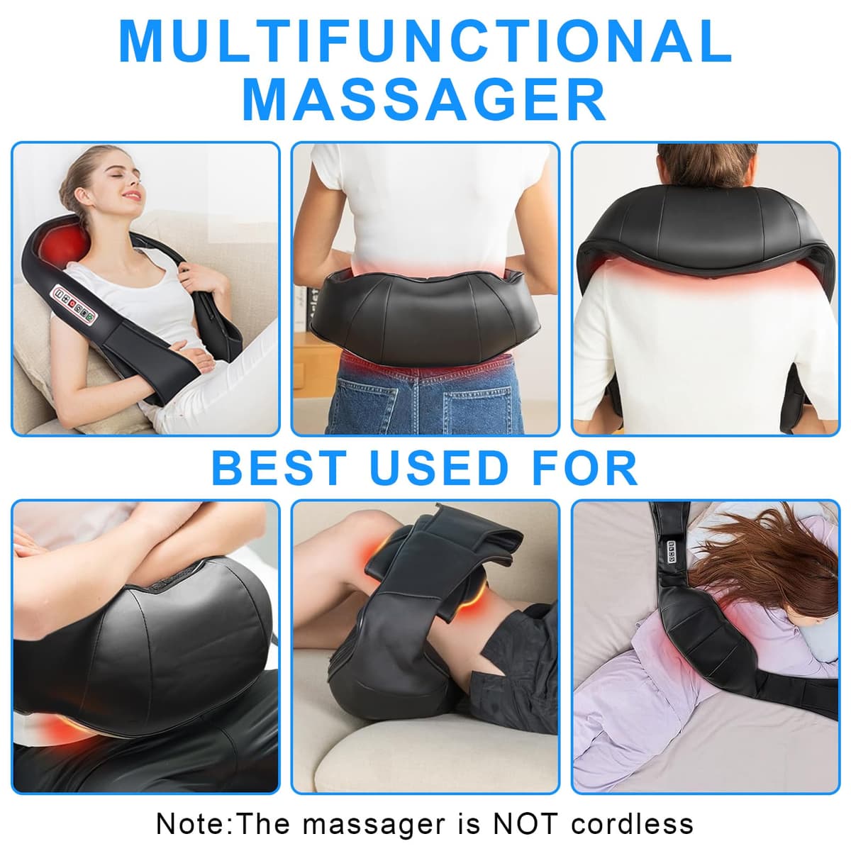 Masajeador para Cuello y Espalda, Aliviar el Dolor Muscular, Velocidad 3 Marchas, 16 Cabezales Masaje, Cronometrado en 15 Minutos, Masajeador de Tejido Profundo con Función de Compresa Caliente — view 5