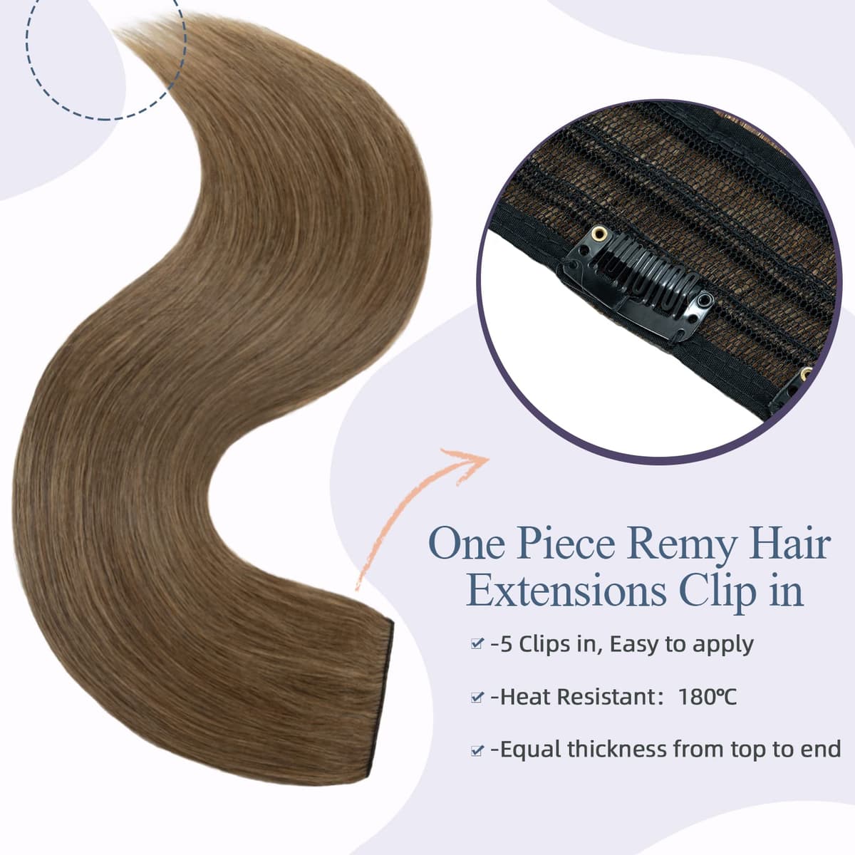 Silk-co 10inch Hair Extensions Clip in Hair Extension Human Hair #04 Medium Brown -Basic Thickness-Thin Weft- 8 Pieces Real Remy Straight Hair Extensions[50g] — view 222
