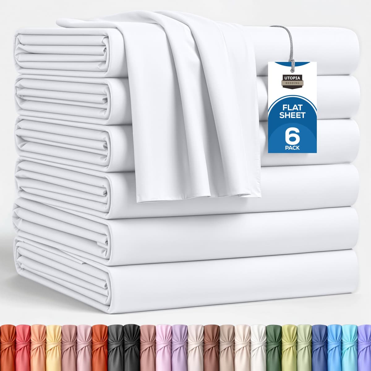 Utopia Bedding - Flat Sheet Double - Easy Care Soft Brushed Polyester - Microfiber Fabric - Wrinkle, Shrinkage, and Fade Resistant - White — view 14