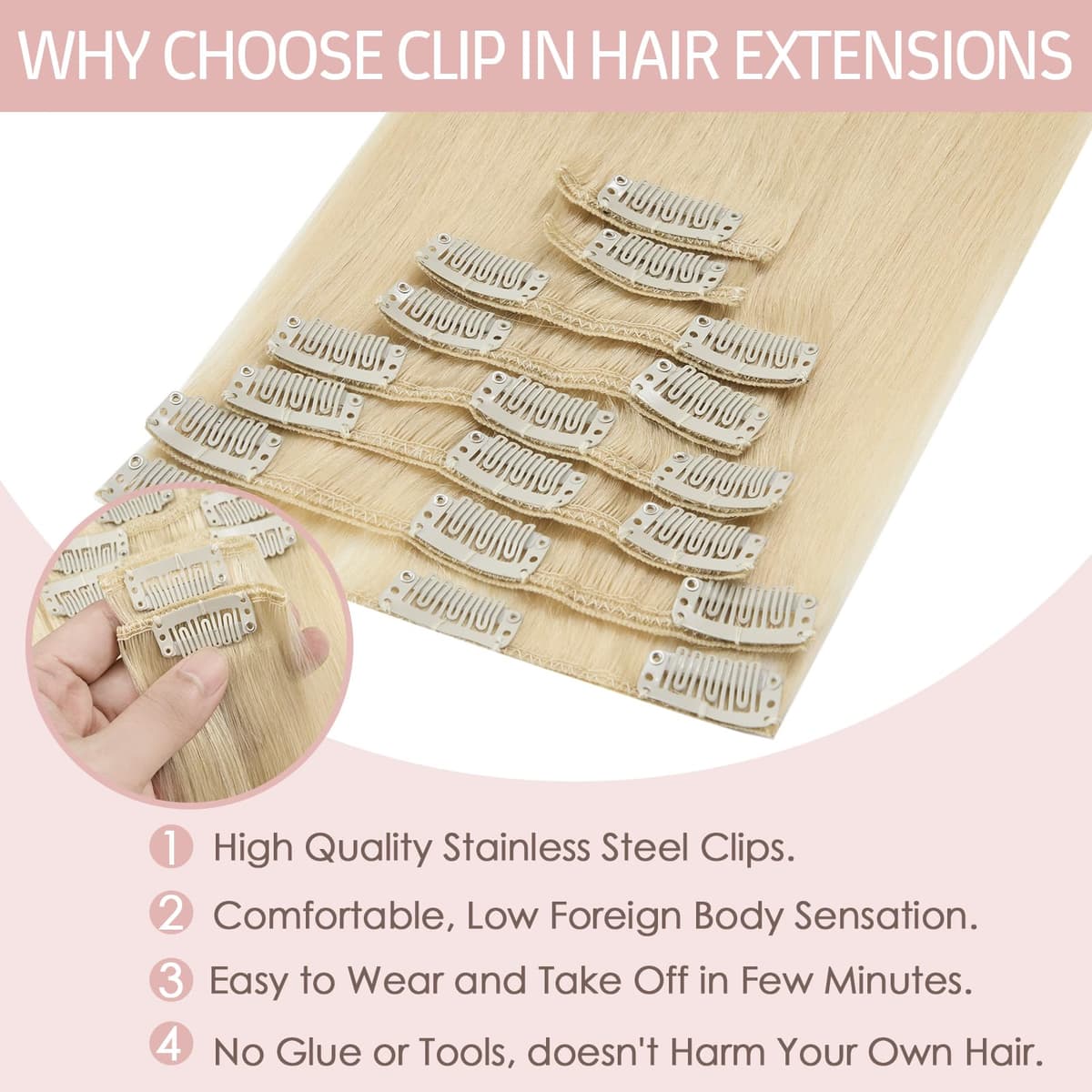 Silk-co 10inch Hair Extensions Clip in Hair Extension Human Hair #04 Medium Brown -Basic Thickness-Thin Weft- 8 Pieces Real Remy Straight Hair Extensions[50g] — view 101