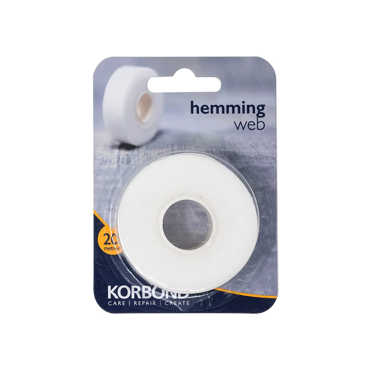 KORBOND Hemming Web 20m x 2cm White Iron On Hem Tape - NO Sewing Required, Adhesive Fabric Tape, Webbing Tape, Hemming Tape: Bonding Fabric, Fabric Fusing, Applying School Badges, Turning Up Trousers