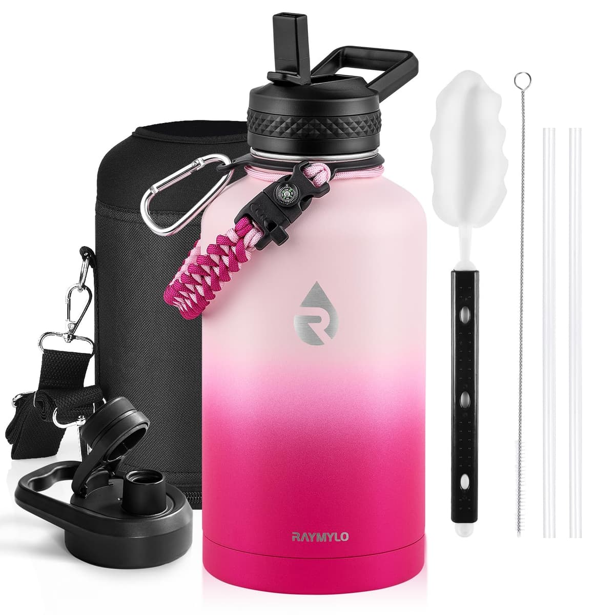 RAYMYLO One Gallon Water Bottle Insulated, Triple Walled Vacuum Stainless Steel (Cold for 48 Hrs), Leak Proof & Non-BPA, Large Water Flask Jug with Paracord Handle & Straw Spout Lids — view 88