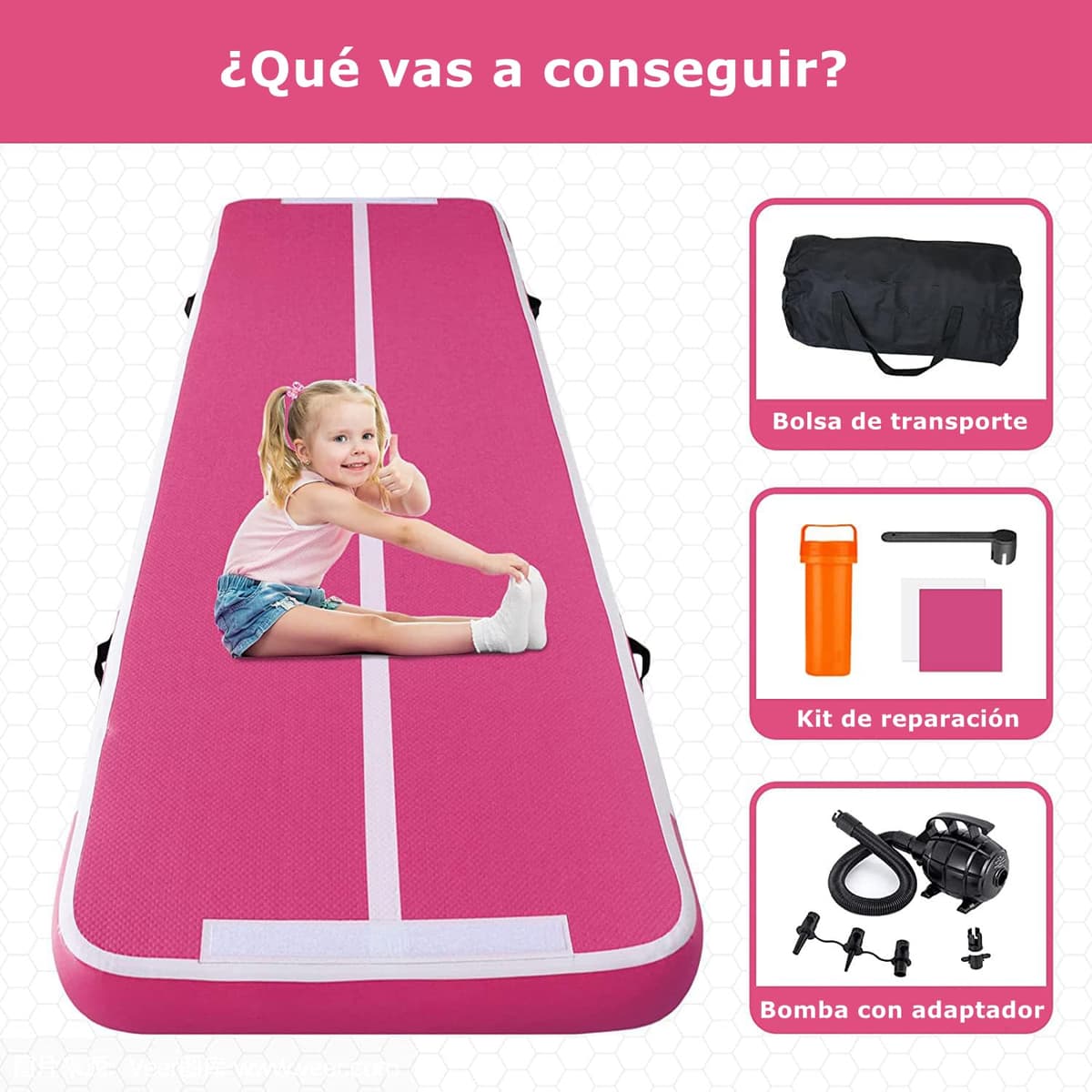 Air Track Colchoneta Gimnasia Ritmica 2 3 4 5 6 m Hinchable 10/20cm Gruesa Colchoneta Deportiva con Bomba de Uso doméstico/Entrenamiento/Rodar/Saltar/Fitness/Yoga/Entretenimiento acuático — view 5