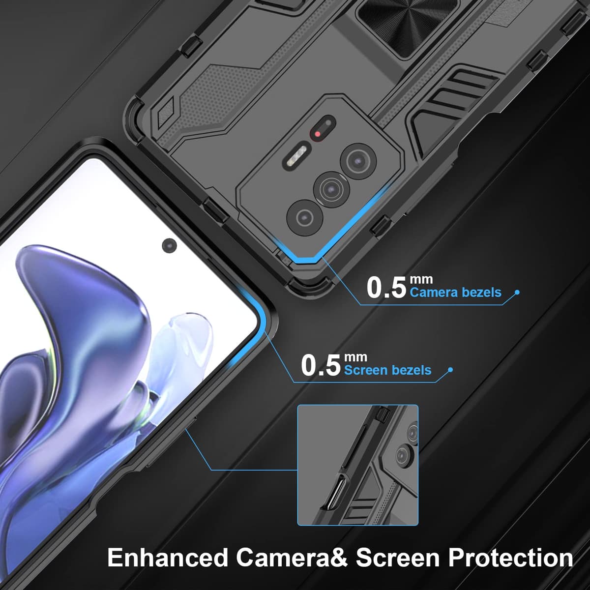 Funda para CMF Phone 2 Pro, Carcasa Antigolpes con Soporte anular metálico, Case Protectora de Grado Militar, Negro — view 1486