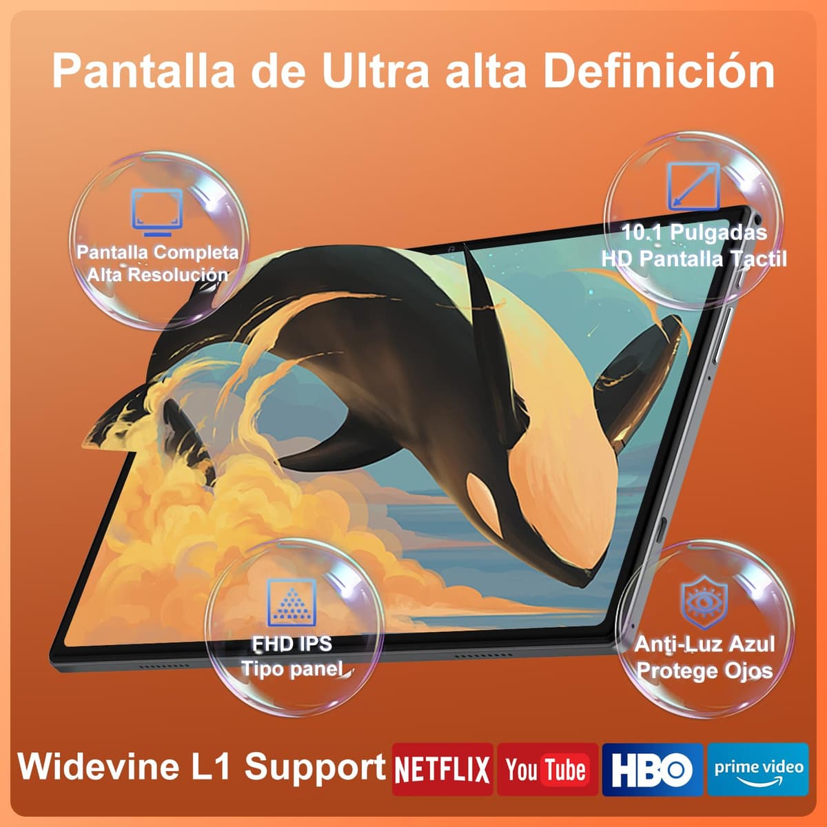 10 Pulgadas Android 15 Tablet 8000mAh Octa-Core, 30 GB RAM + 128 GB ROM (2 TB TF),Widevine L1,FHD IPS,USB-C, Wi-Fi 5G, BT5.0, 5MP+8MP, Pantalla Táctil, Facial ID, Tableta PC con Teclado y Ratón — view 4