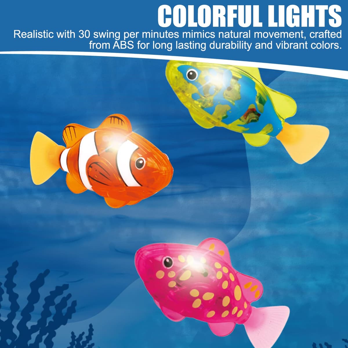 Sensors Activated Swimming Fish Bath Toy with Light Up Function, Electronic Light Up Fish Toy, Fun Glowing Swimming Fish Toy, Interactive Electric Fish Bath Toy For Bathtub (6 PCS) — view 5