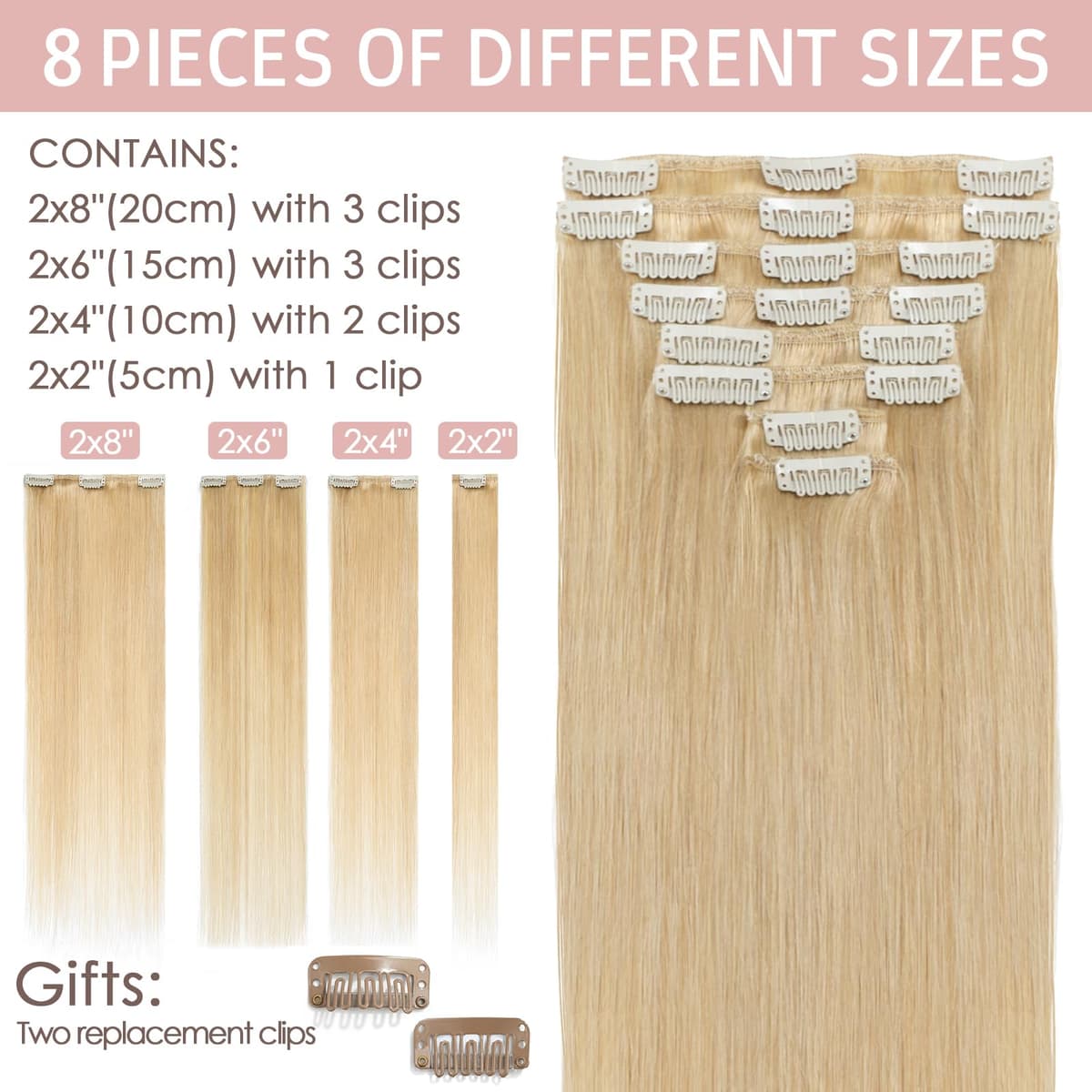 Silk-co 10inch Hair Extensions Clip in Hair Extension Human Hair #04 Medium Brown -Basic Thickness-Thin Weft- 8 Pieces Real Remy Straight Hair Extensions[50g] — view 120