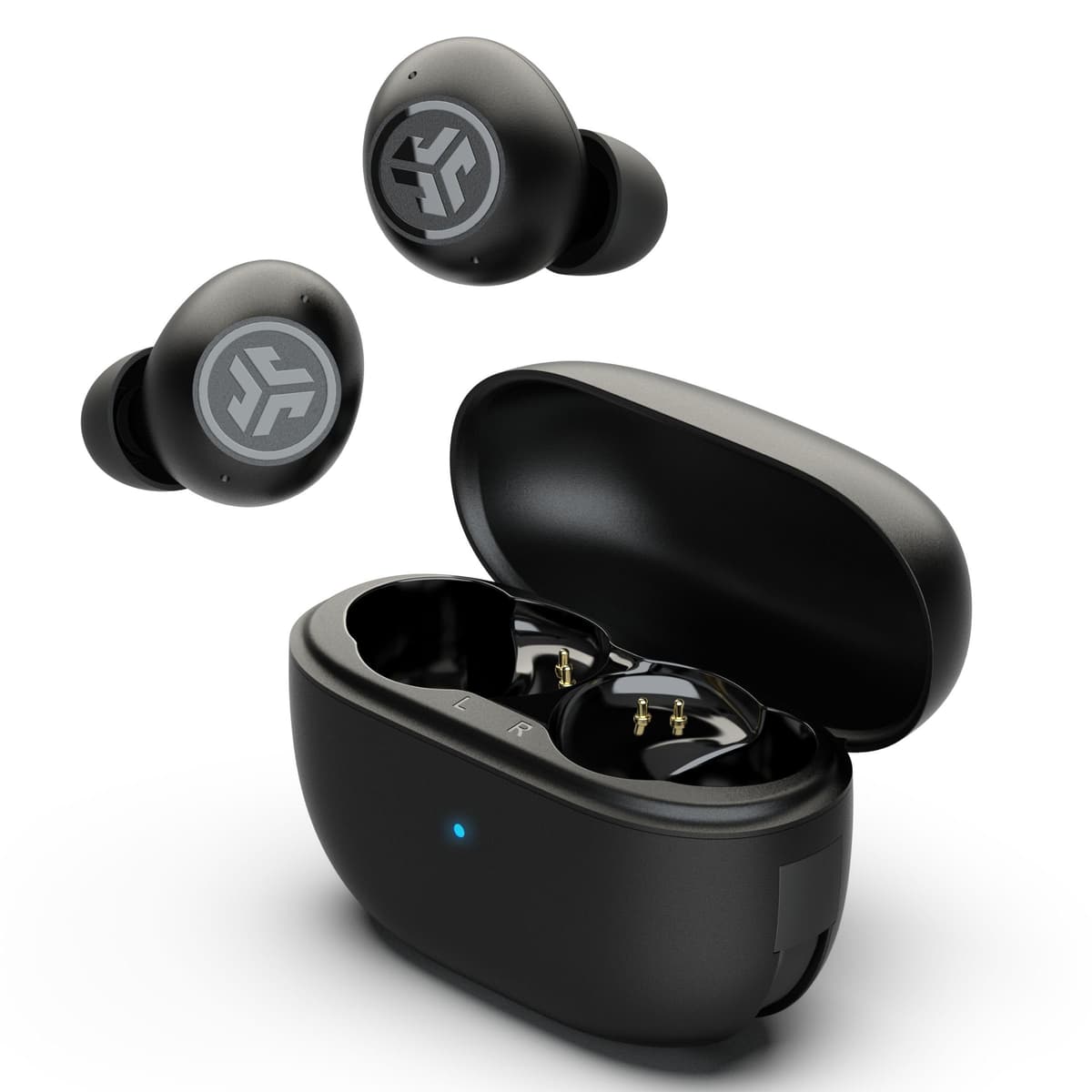 JLab Go Pop ANC Auriculares Bluetooth ANC, 24+ h de autonomía, IP55 Resistentes al Sudor, micrófono, Llamadas claras y conexión multipunto, Negro