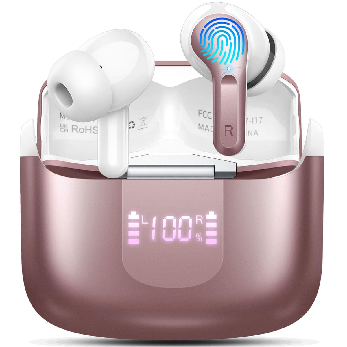 Wireless Earbuds, 6D-Stereo 2026 Bluetooth 5.4 Headphones, 50+Hrs Deep Bass Ear Buds, ENC Noise Cancelling Earphones, USB-C Fast Charging, IP-X7 Waterproof Headset Android iOS for Sport Gym Running — view 16