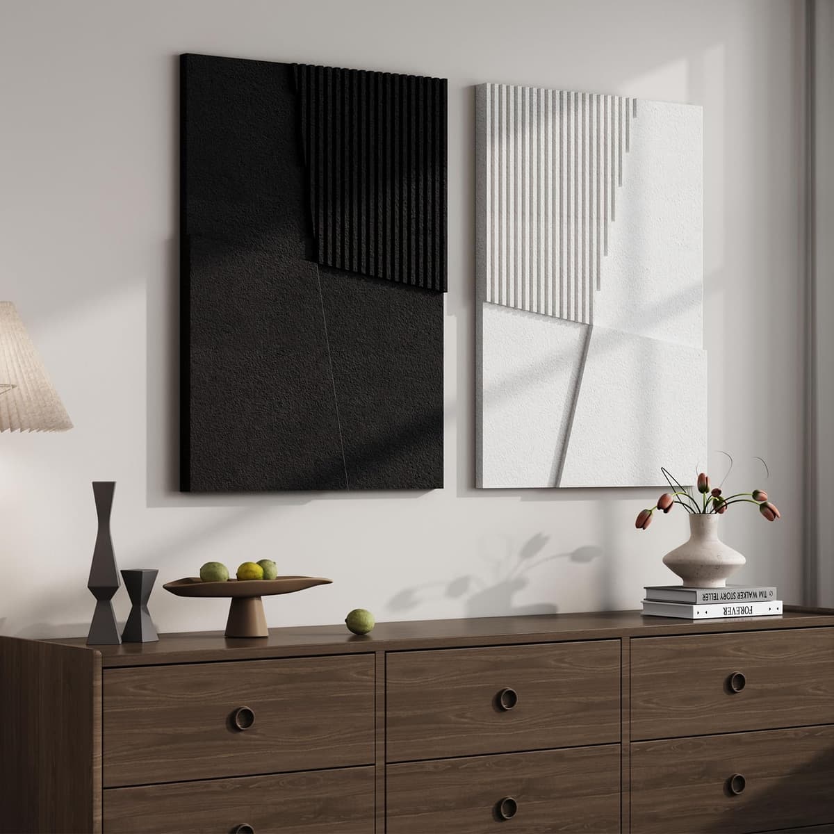 Large 3D Textured Framed Abstract Wall Art for Living Room, 3 Piece Modern Paintings Artwork for Walls, Black White Brown Geometric Sandstone Texture Pictures for Hallway Office Home Decor 24x36 In — view 19