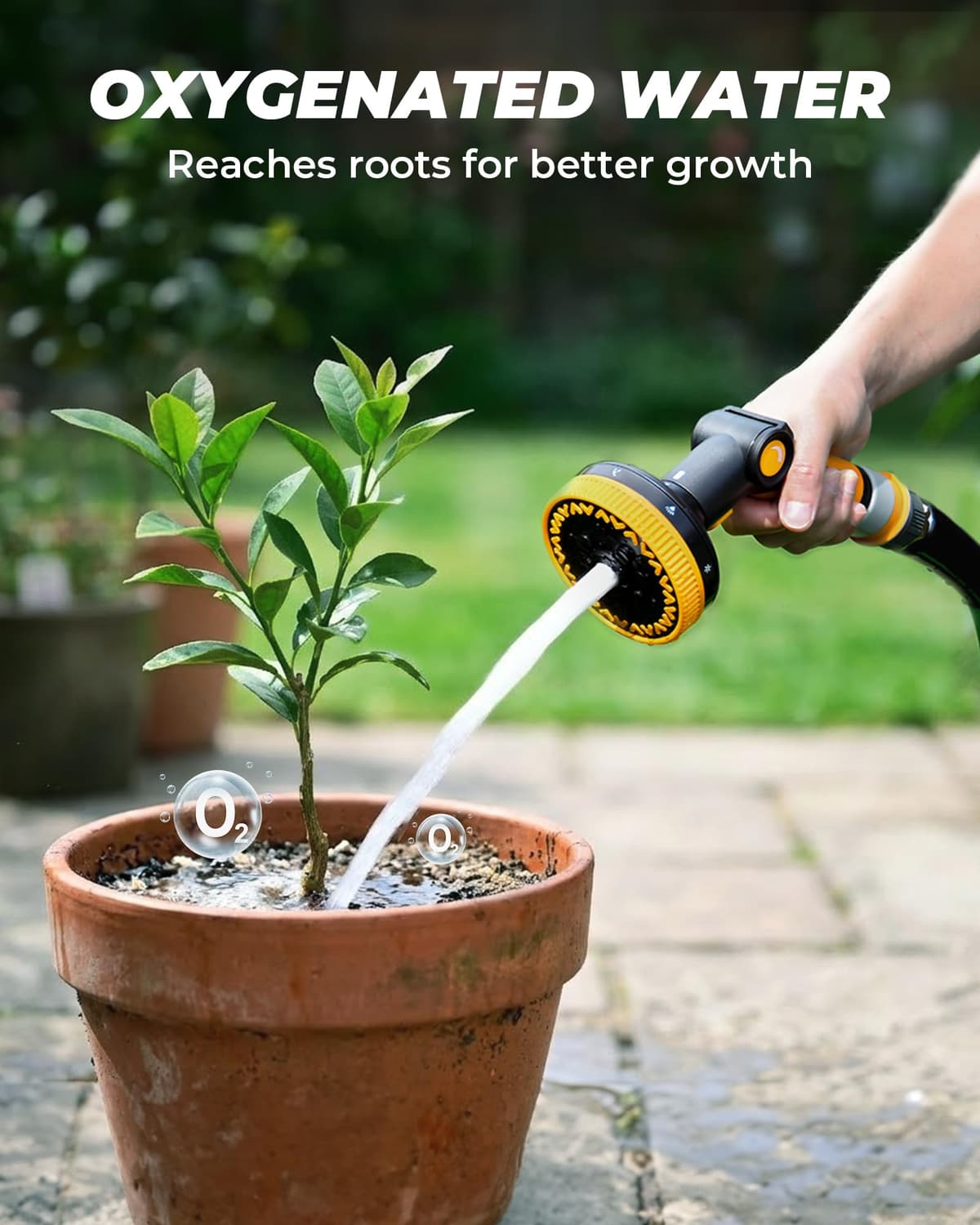 RAINPOINT Hose Pipe Spray Gun, High Pressure Garden Hose Spray Gun with 8 Patterns, Hose Nozzle with Thumb Flow Control for Watering Plants, Lawns, Cars and Pets Washing — view 5