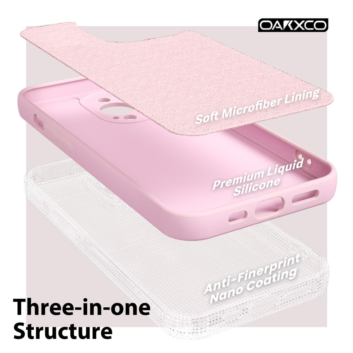 oakxco for iPhone 17 Pro Max Phone Case Liquid Silicone, Cute Thin Slim Grip Soft Rubber Gel for Women Men, Smooth Matte TPU Plain Solid Color Girly Simple Case with Camera Cover, Light Pink — view 1634