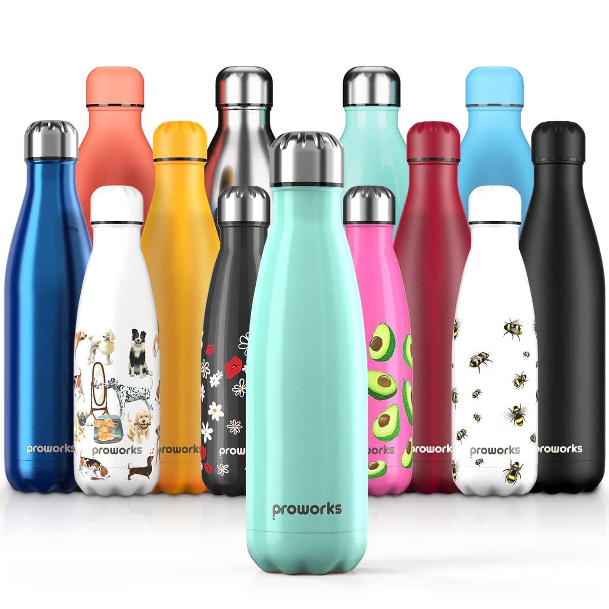 Proworks Performance Stainless Steel Sports Water Bottle | Double Insulated Vacuum Flask for 12 Hours Hot & 24 Hours Cold Drinks - Great for Home, Work, Gym & Travel - 1 Litre - BPA Free – Black — view 15