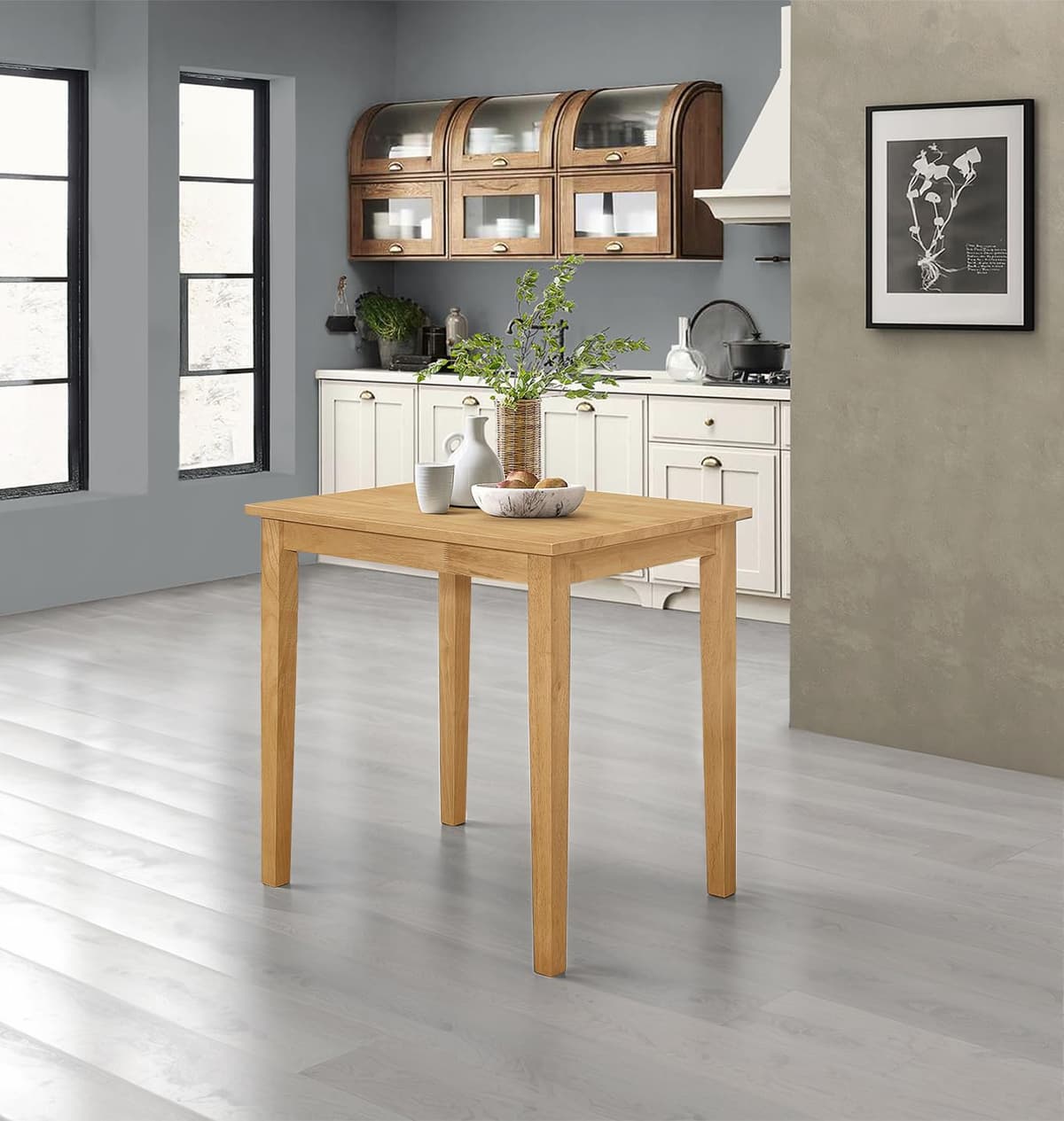 Hallowood Furniture Ledbury Small Rectangular Light Oak Kitchen Table, Wooden & Space-Saving Dining Table for Home, Kitchen, Offices, Apartments and Cafe (80cm) — view 2