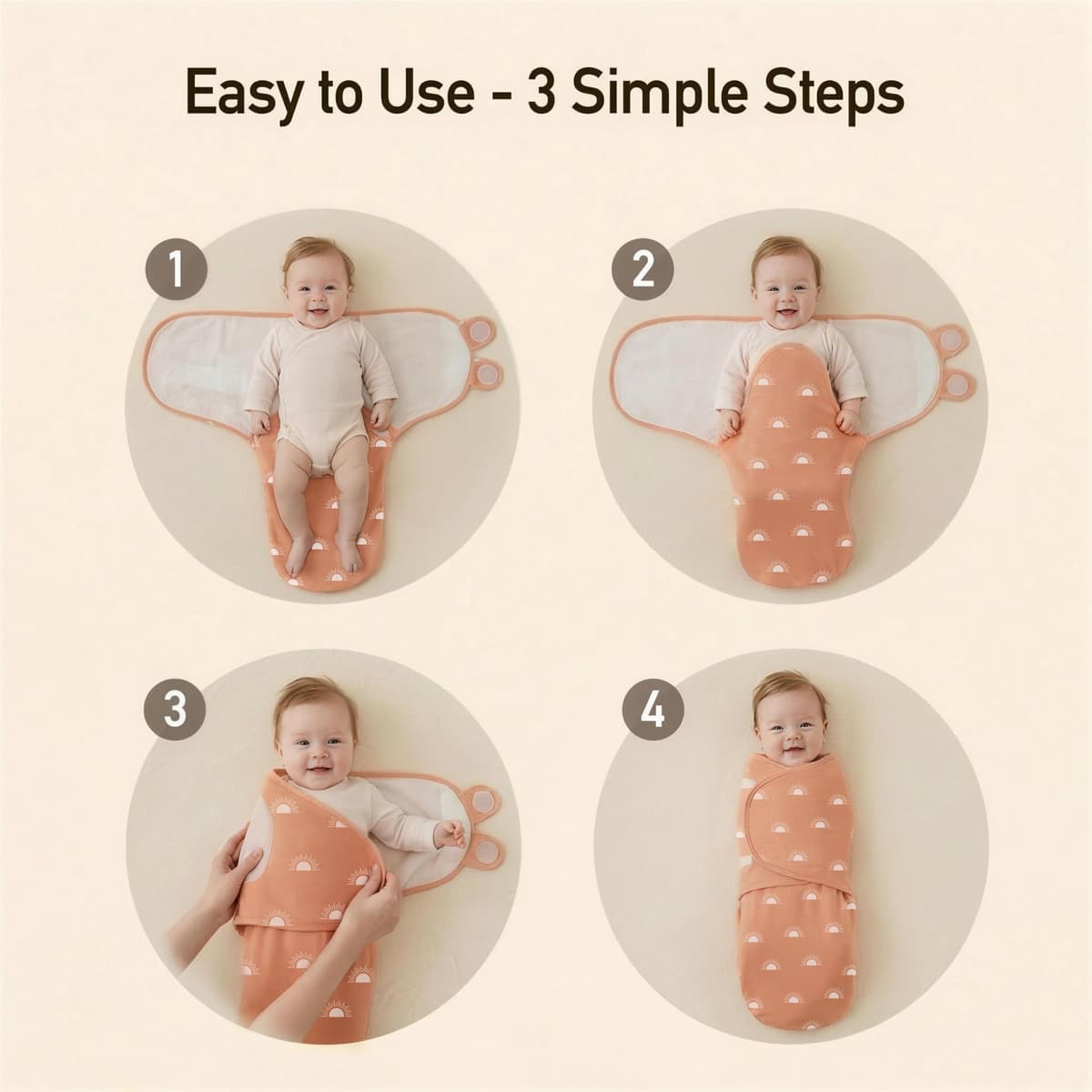 GLLQUEN BABY 3-Pack Organic Baby Swaddle Sleep Sacks for Newborn - Baby Swaddles 0-3 Months, Swaddle Sack, Rainbow & Sun, Blanket Wrap (Small/Medium) — view 6