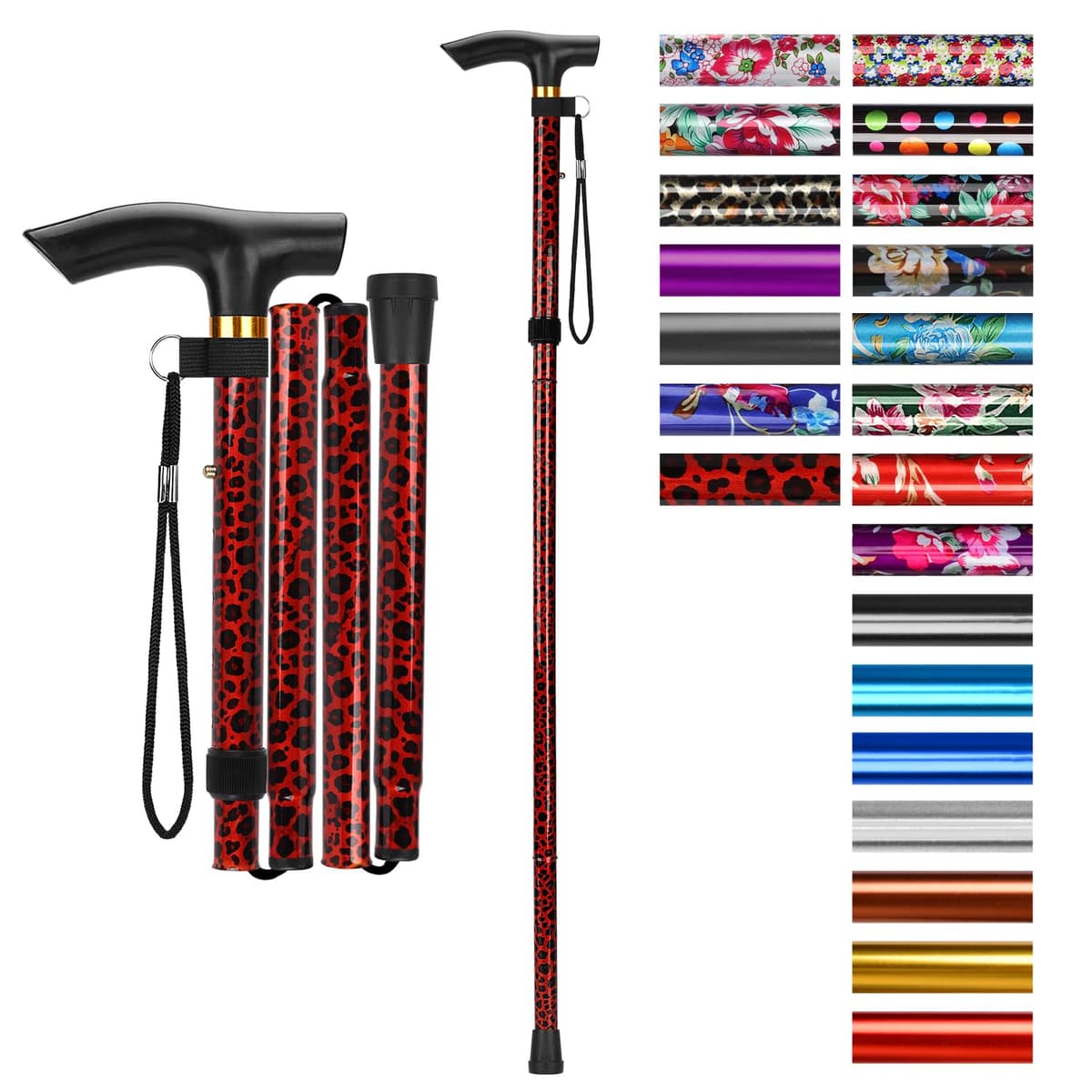 supregear Bastón Plegable, 5 Niveles de Altura Ajustable, Ligero y Portátil para Viaje, Mango en T y Pulsera, Extensible para Personas Mayores y Adultos con Discapacidad — view 28