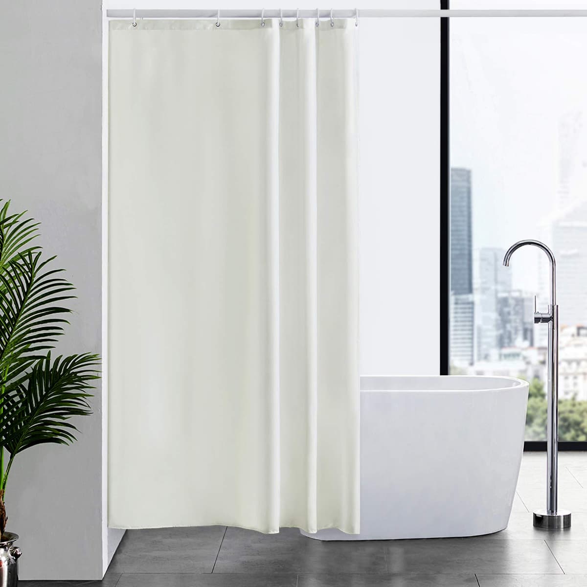 Furlinic Cortina Ducha 200x200cm Antimoho Impermeable Lavable Blanco Tela Poliéster Grandes Cortinas de Baño con 12 Aros de Cortina Ducha. — view 98