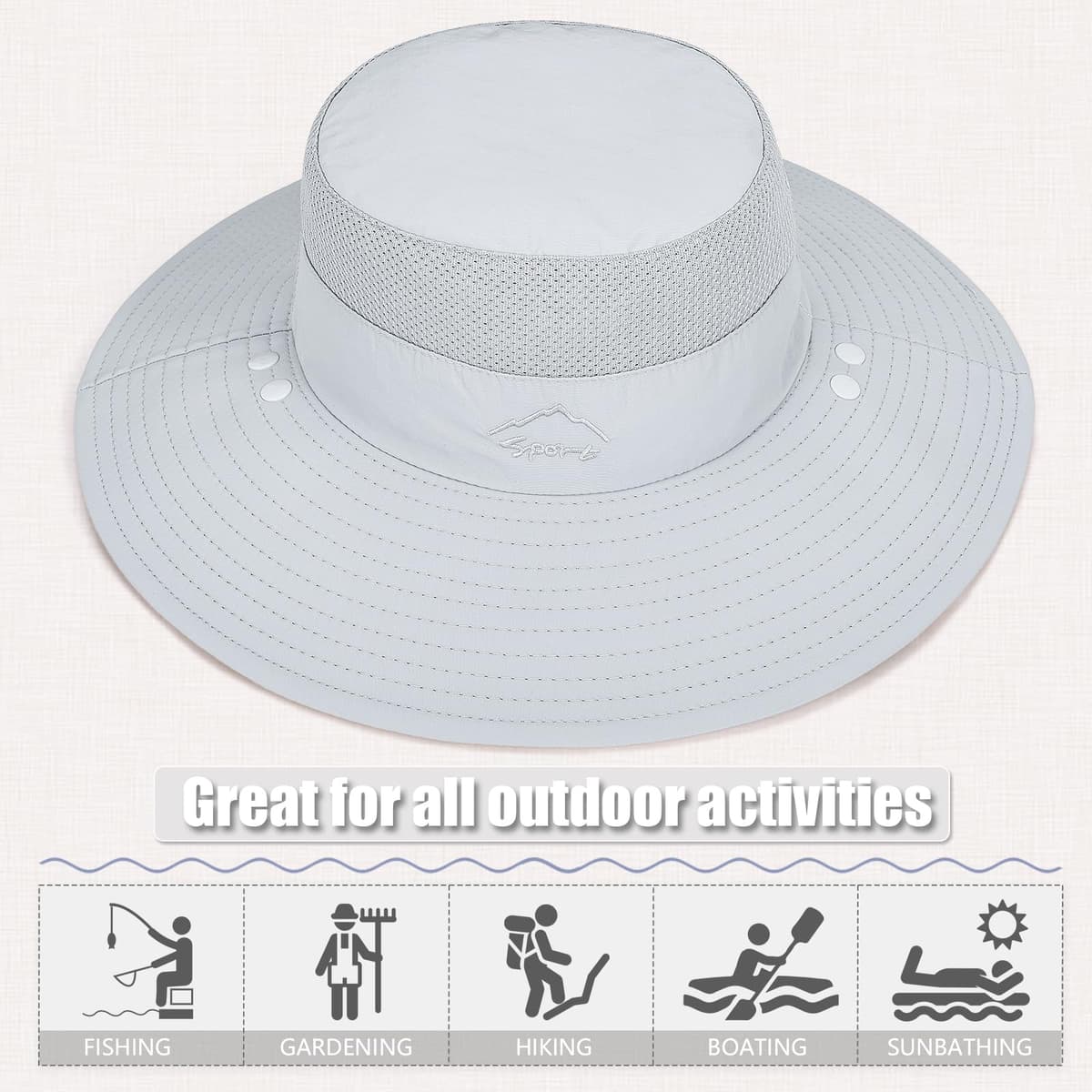 TAGVO Sombreros de Pesca para Hombre Mujer con Cubierta de Cuello Desmontable, Gorros de Pescador con Protección UPF 50+, Sombreros y Gorras de Sol Plegables para Cámping Excursionismo Caminando — view 7