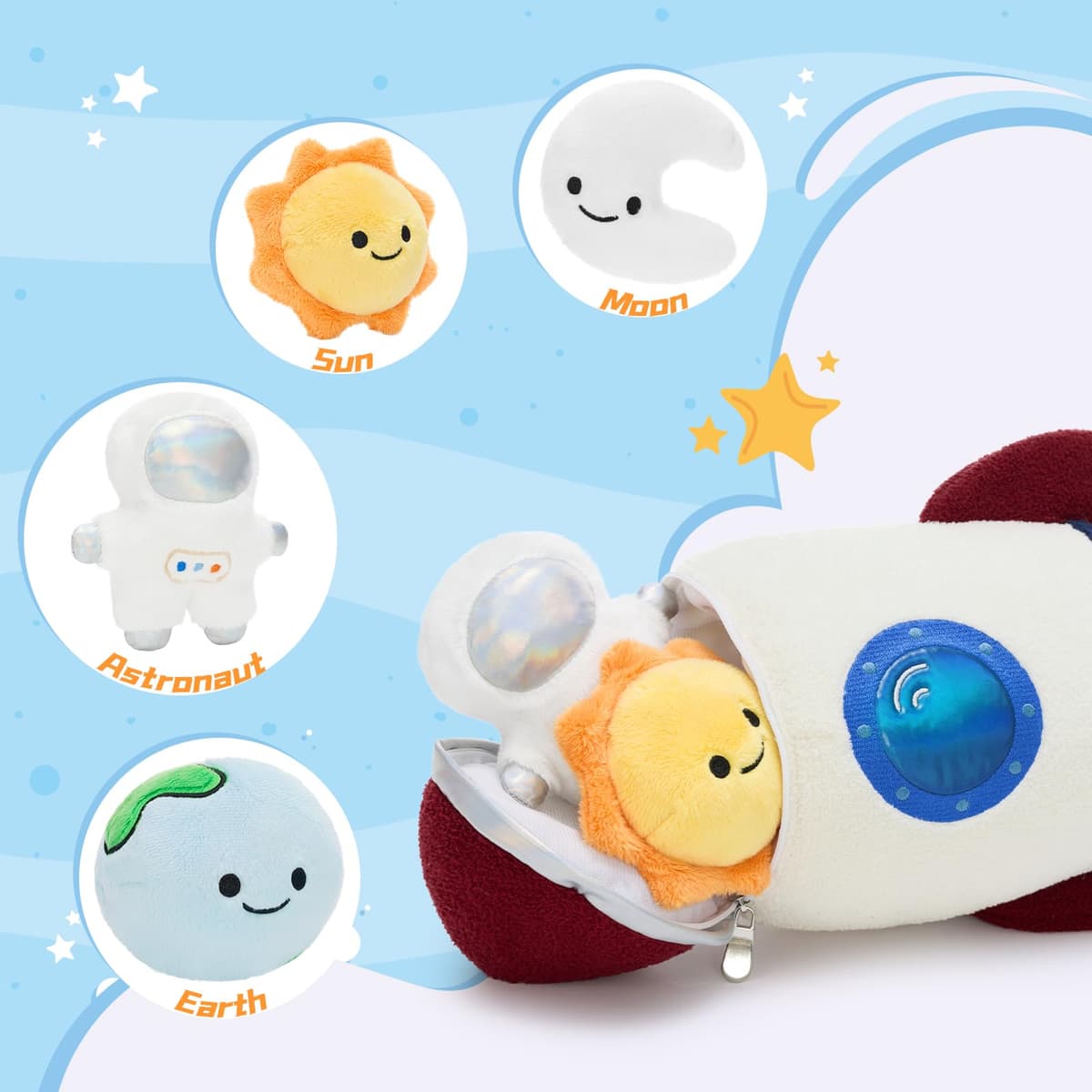 MorisMos 37cm Big Rocket Space Soft Toy Set, Large Cuddly Fluffy Astronaut Plush, Giant Stuffed Gift Kids Birthday — view 3