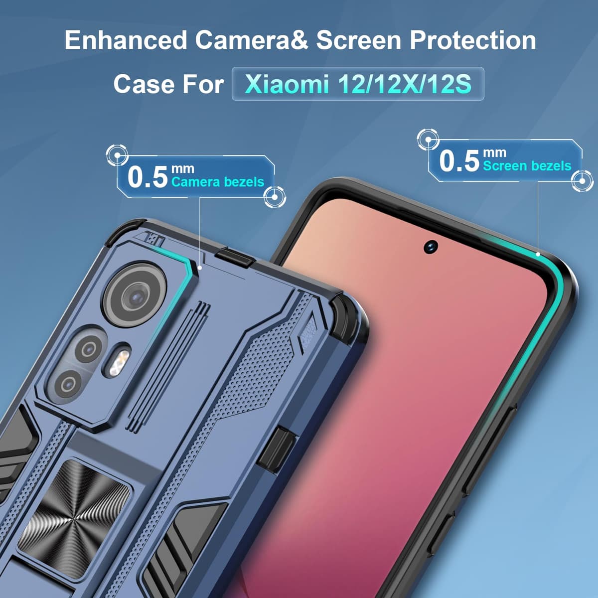 Funda para CMF Phone 2 Pro, Carcasa Antigolpes con Soporte anular metálico, Case Protectora de Grado Militar, Negro — view 1408