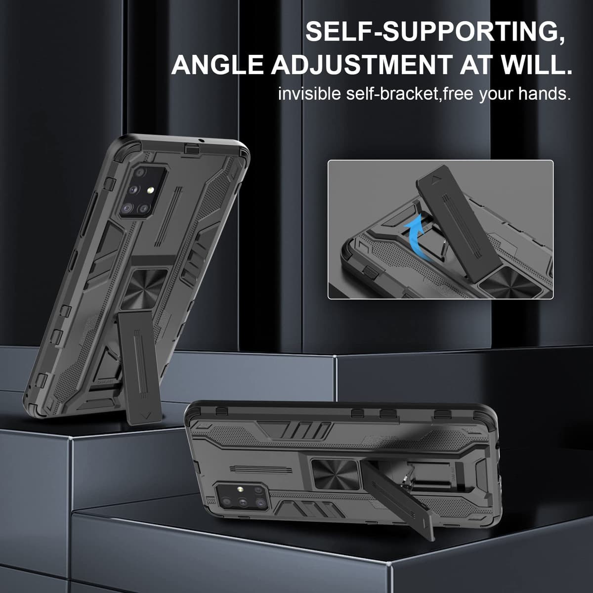 Funda para CMF Phone 2 Pro, Carcasa Antigolpes con Soporte anular metálico, Case Protectora de Grado Militar, Negro — view 517