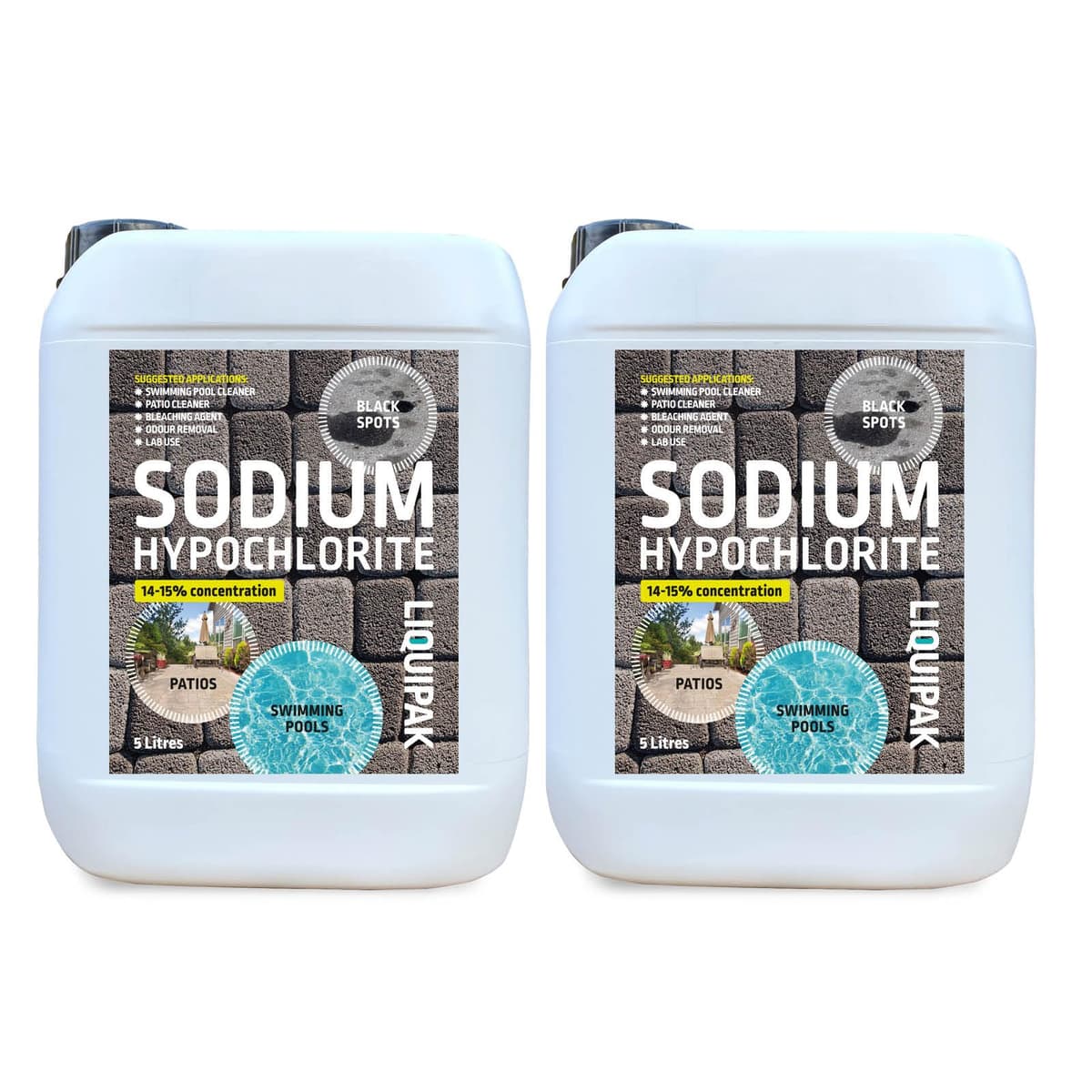 Liquipak Sodium Hypochlorite 20 Litres Patio Cleaner (4x5L) | High Strength 14-15% Concentration | Swimming Pool Liquid Chlorine & Black Spot Remover | Bleach Solution — view 10