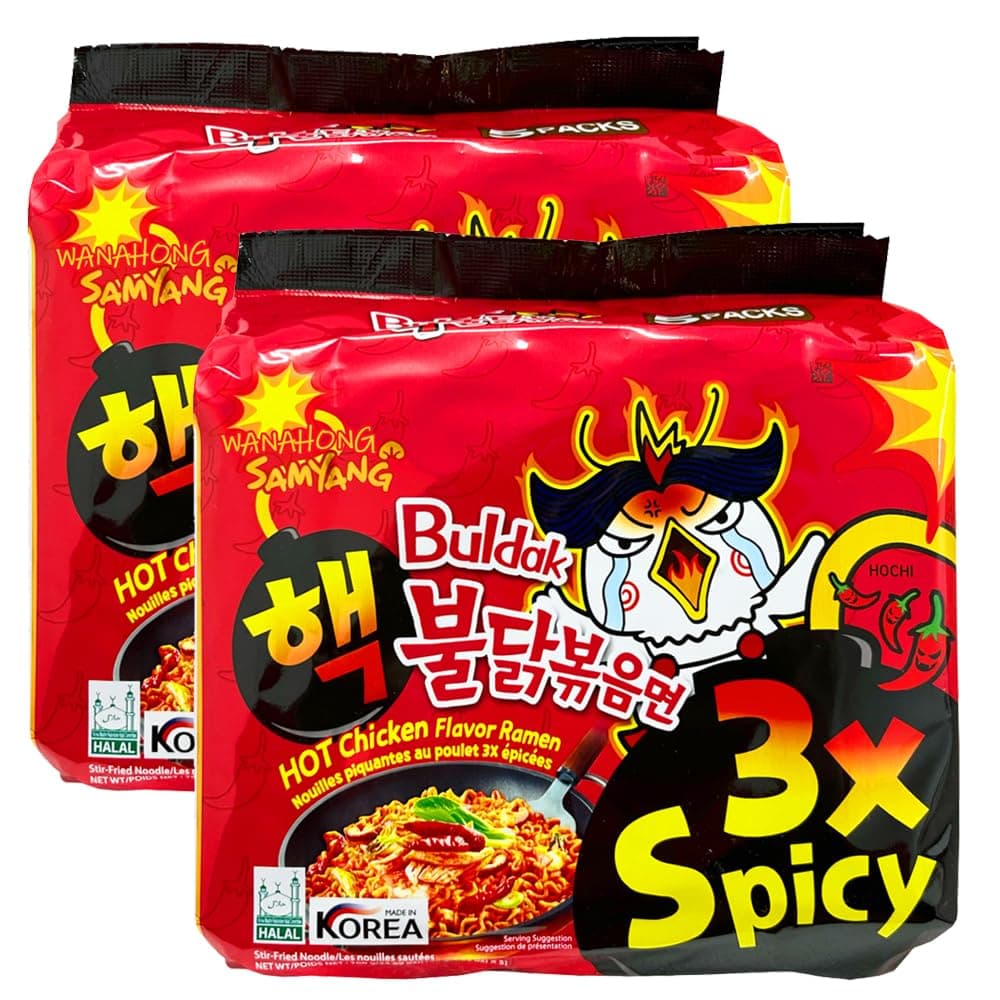 Caja de fideos ramen Samyang picantes con sabor a pollo WaNaHong (5 paquetes de sabor carbonara y 5 paquetes de sabor a queso) — view 3