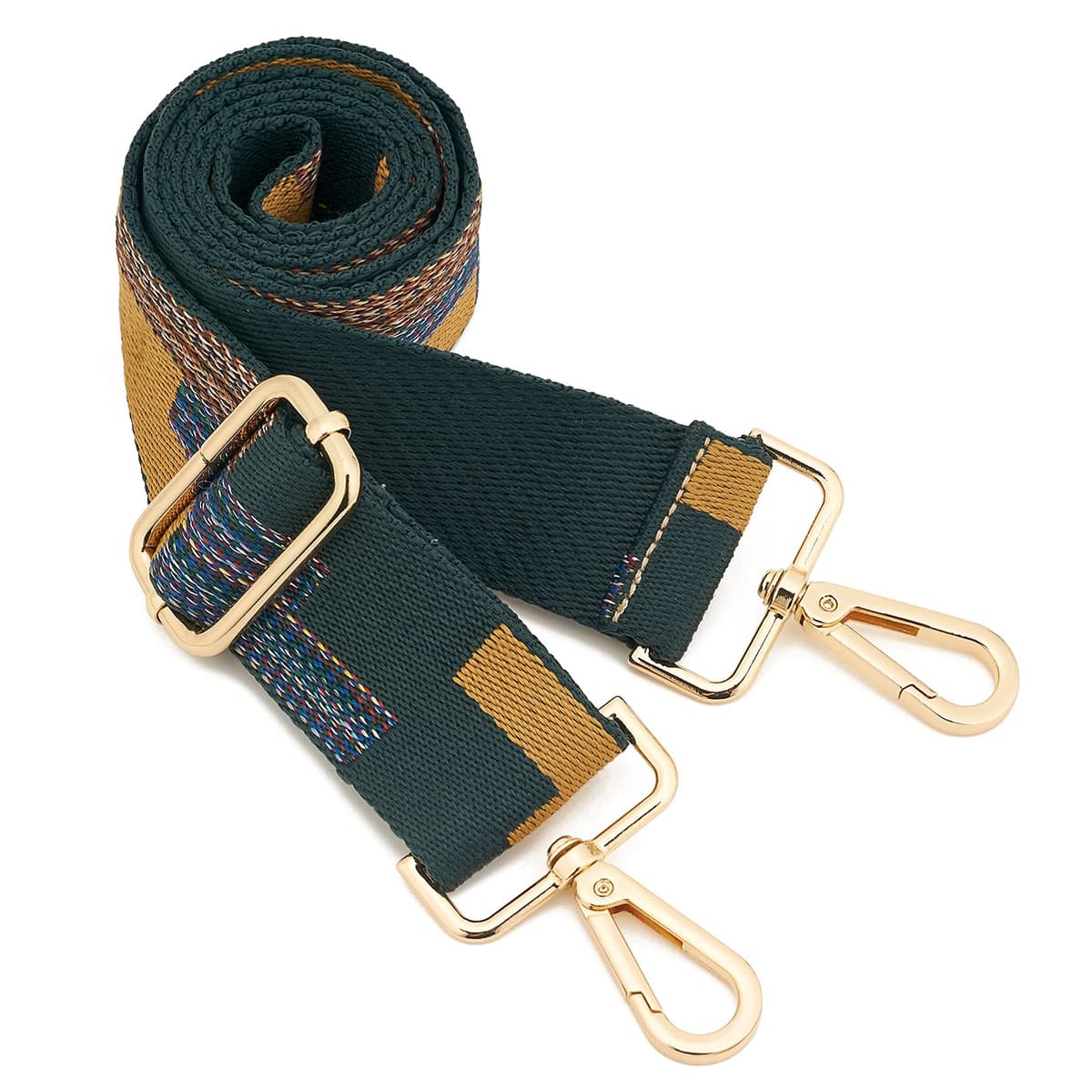 ZOOEASS Wide Shoulder Strap, Guitar Style Adjustable Purse Strap with Gold Buckle Replacement Woven Crossbody Straps for Handbags((3.8CM) Shining Black) — view 25