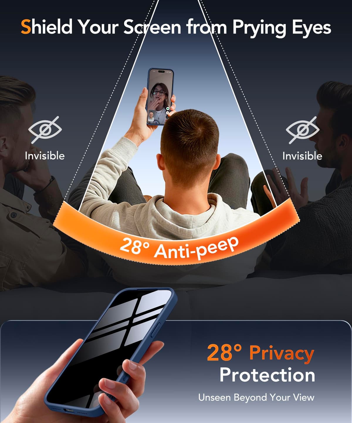 Magnetic Case for iPhone 17 Pro Max with Privacy Screen Protector [Compatible with MagSafe][Camera Protection][Military-Grade][Camera Control Cover]Translucent Matte 17 ProMax Phone Case,Blue — view 4
