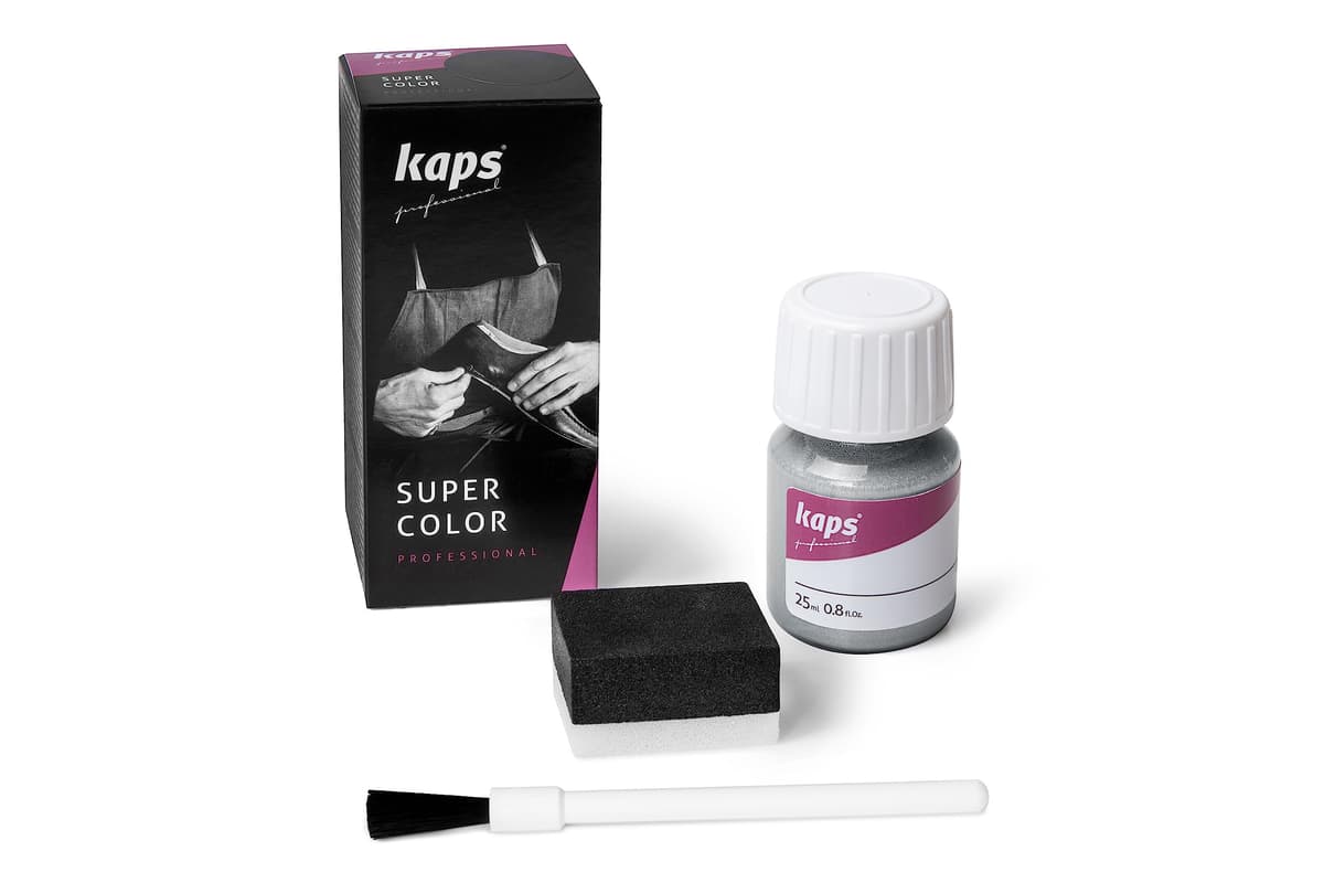 Tinte para Zapatos y Bolsos de Cuero y Textil con Esponja y Brocha, Kaps Super Color, 70 Colores (117 - azul marino) — view 63