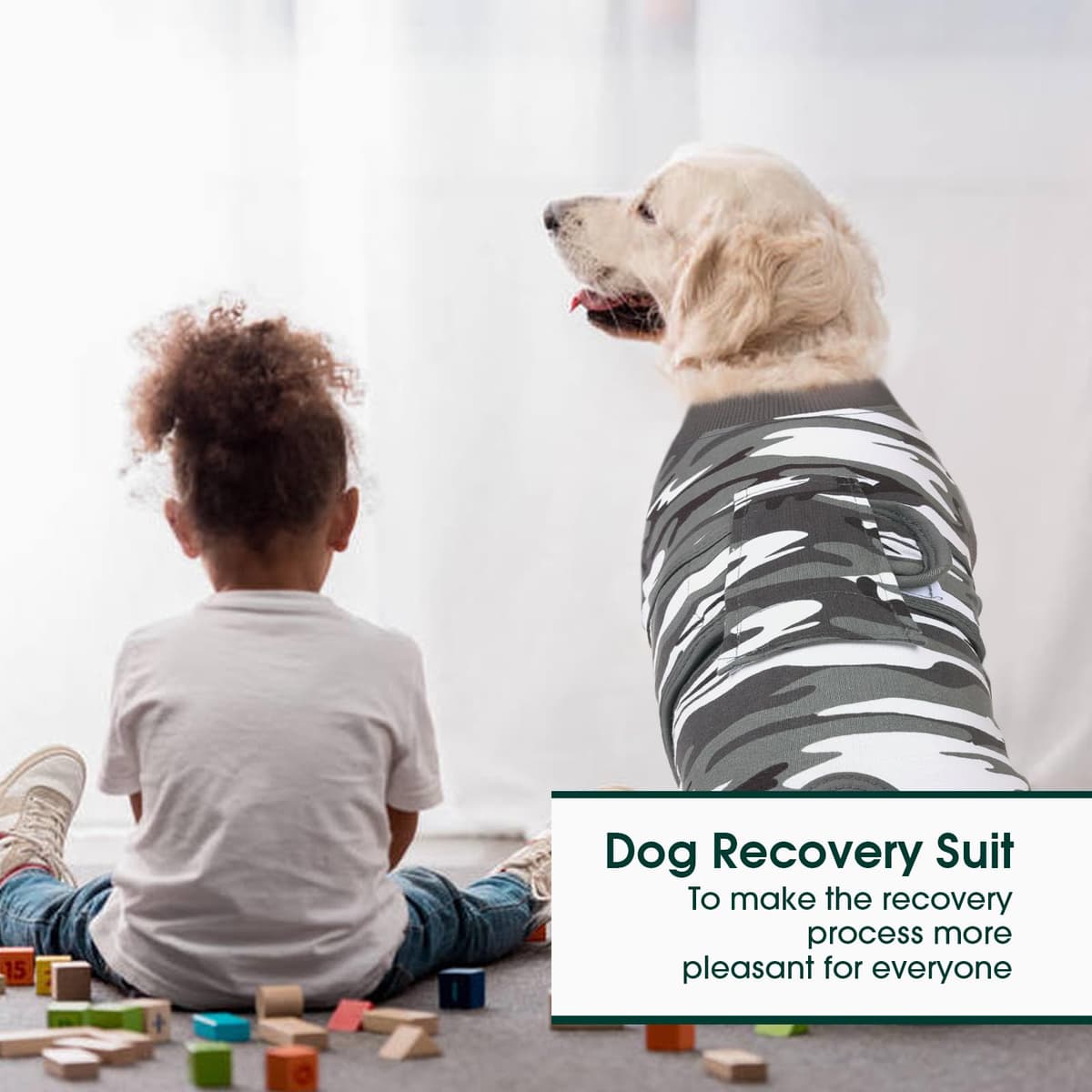 Kuoser Traje de Recuperación Quirúrgica para Perro, Chaleco para Después de la Cirugía de Camuflaje para Mascotas, Vendajes para Heridas Abdominales de Perros, Alternativa de Cuello Electrónico y Cono — view 5