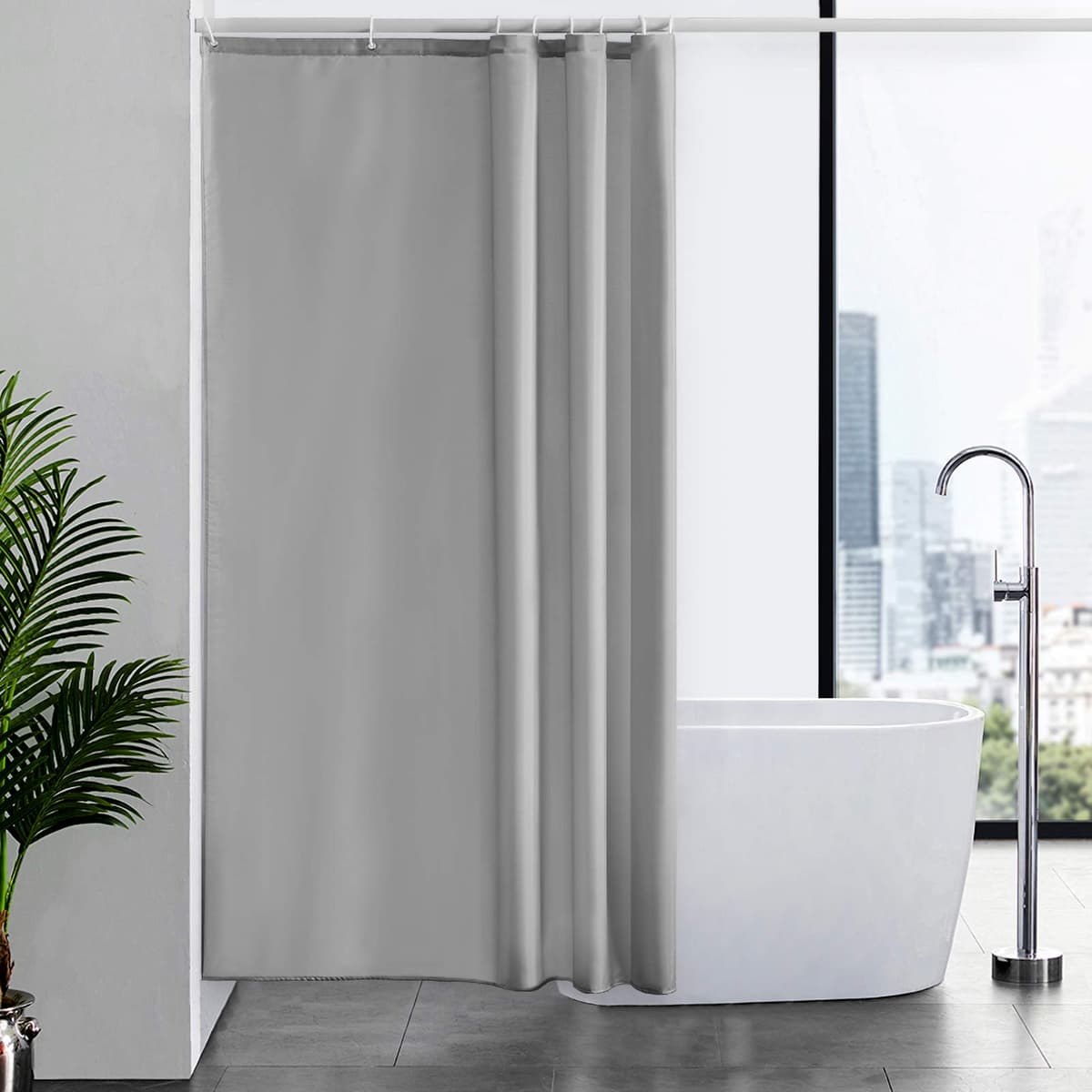 Furlinic Cortina Ducha 200x200cm Antimoho Impermeable Lavable Blanco Tela Poliéster Grandes Cortinas de Baño con 12 Aros de Cortina Ducha. — view 128