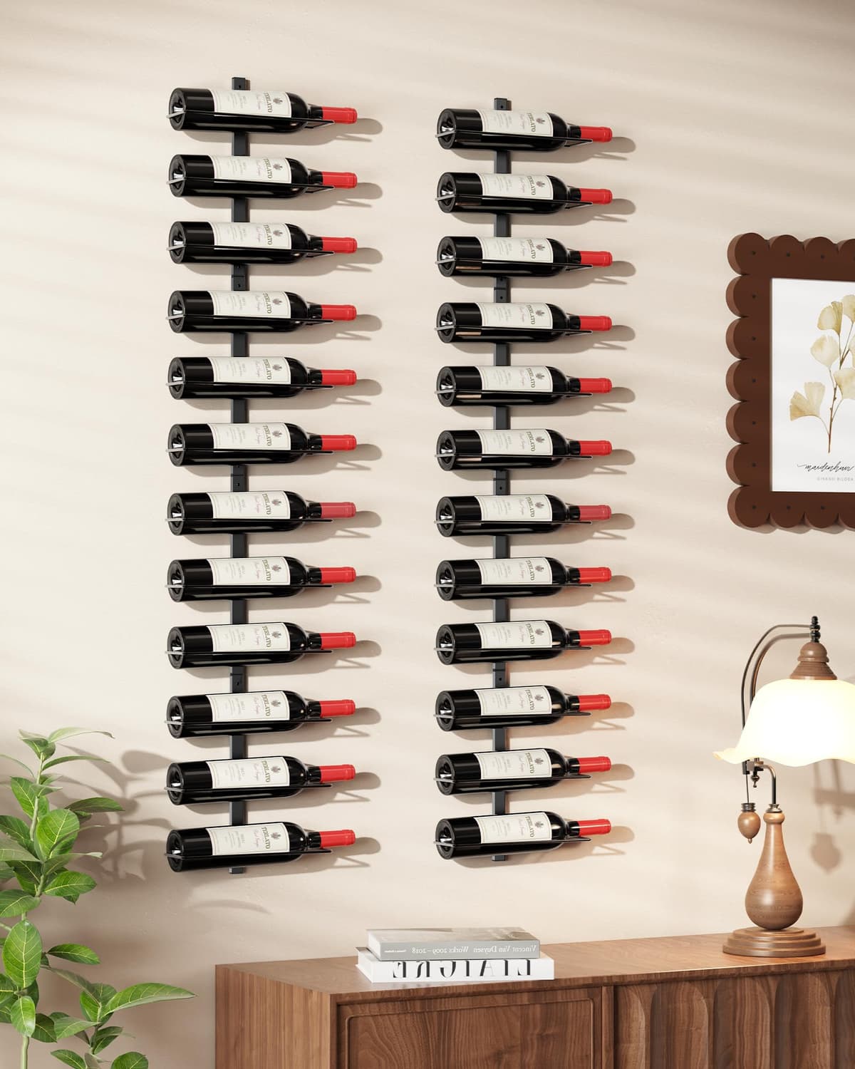 TJ.MOREE 24 Botellas de Vino de Pared – Estante de Vino de Metal para Pared para Vino Botellas de Vino, Licores, Champán, Resistente para Almacenamiento de Vino para Bar — view 5