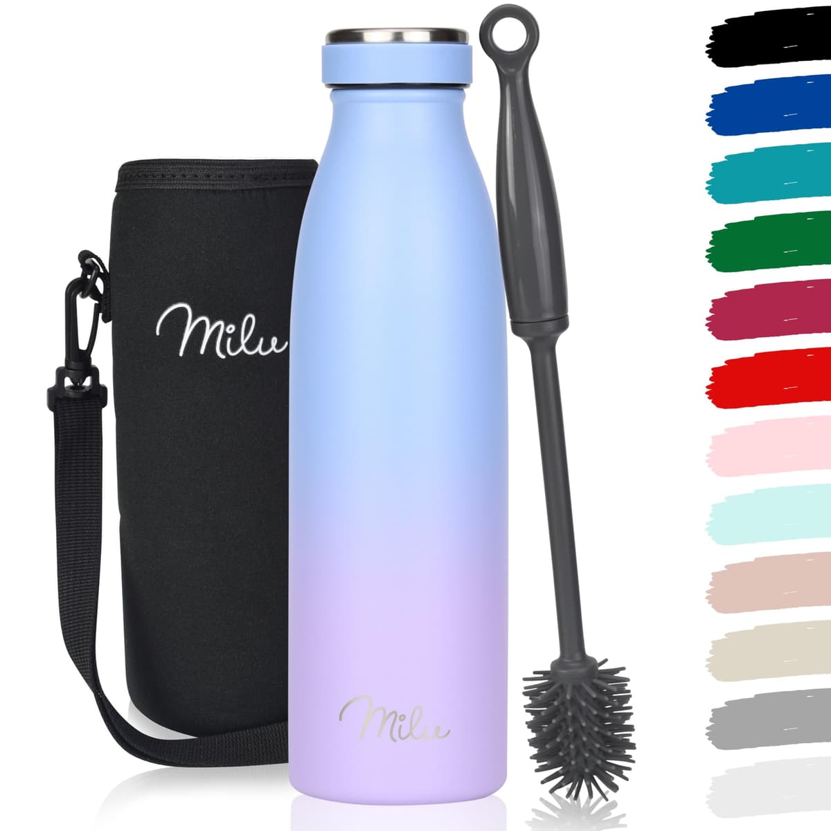 Milu Stainless Steel Drinking Bottle 1500 ml - Insulated Thermo Flask for Water - Leak Proof, Insulated and Double Walled, Carbonated (Granite Navy Blue, 1,5L) — view 18
