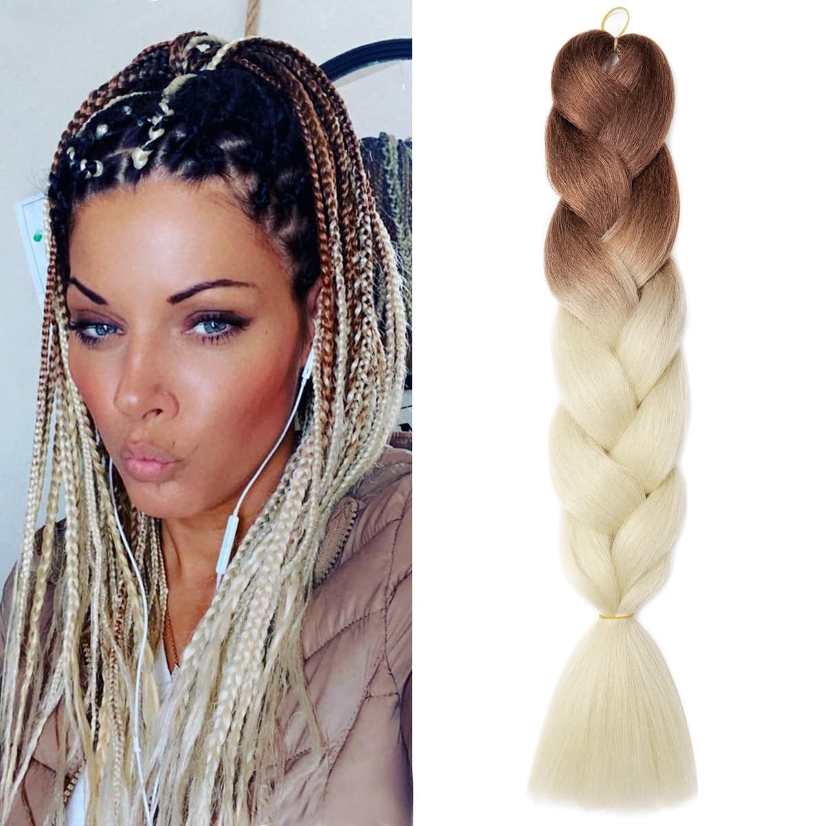 60cm Extensiones de Pelo Trenzas Africanas Castaño Oscuro Extensiones para Trenzas Africanas 1 pcs 100g Kanekalon Pelo para Trenzas Africanas Sintetico Extensiones de Trenzado Cabello Braiding — view 178