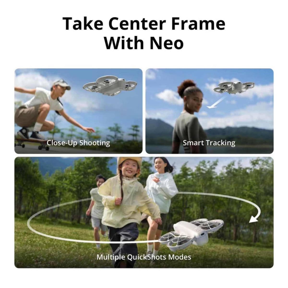DJI Neo, Mini Drone with 4K UHD Camera for Adults, 135g Self Flying Drone that Follows You, Palm Takeoff, Subject Tracking, QuickShots, Stabilized Video, Built-In Propeller Guard (Controller-Free) — view 4