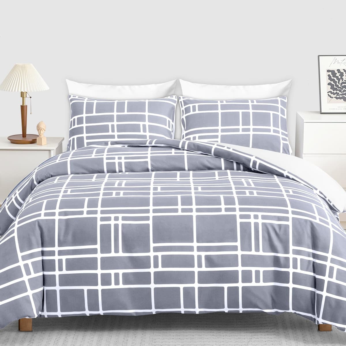 Pamposh 3 Pcs Single Duvet Cover Set with Matching Black Single Fitted Sheet 40 cm Extra Deep Pocket - UltraSoft Breathable Premium Microfibre Reversible Quilt Cover Bedding Set For All Seasons — view 30