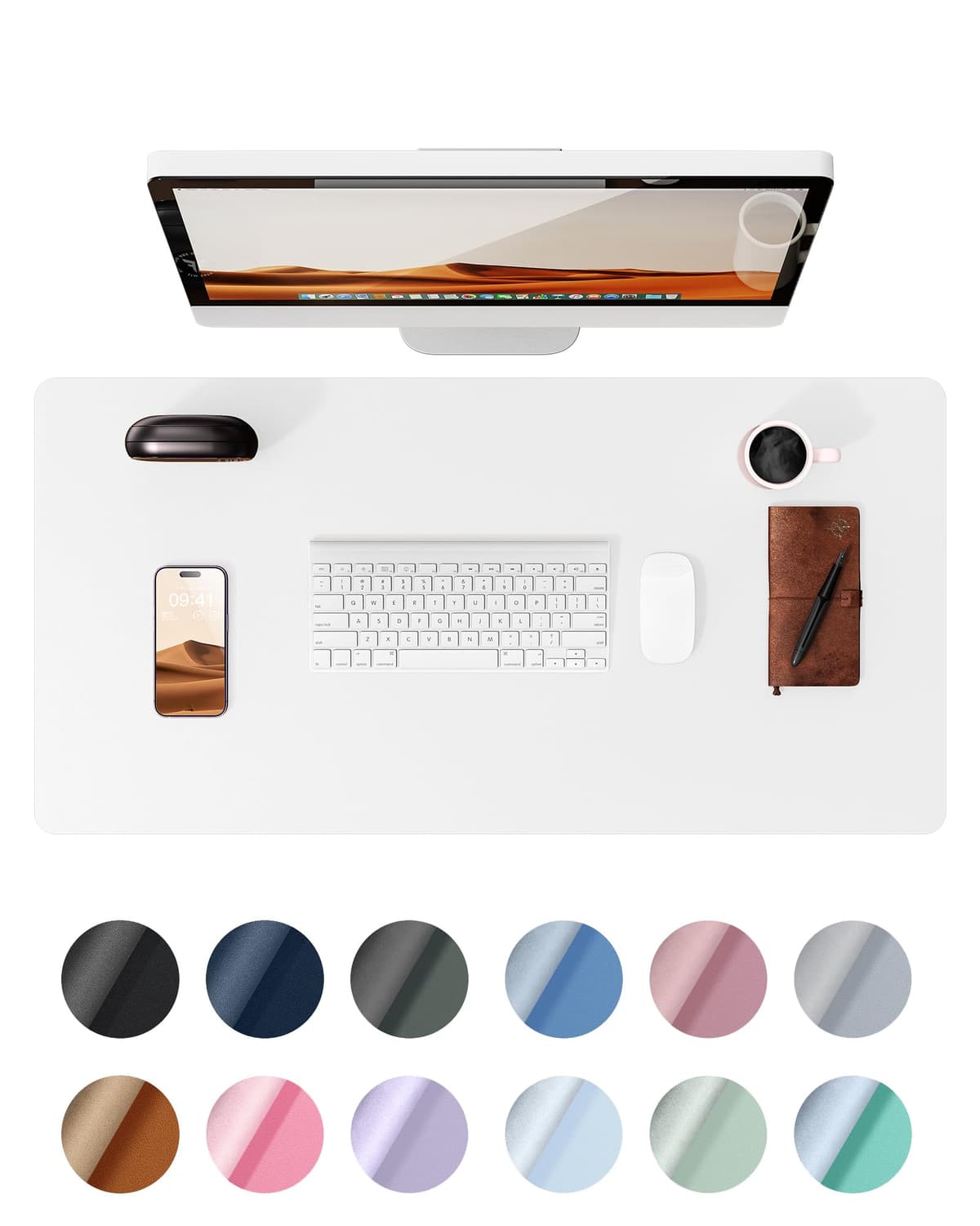 YSAGi Leather Desk Mat, Large Mouse Mat, Non-Slip Desk Pad, Waterproof Leather Table Protector Writing Pad for Office and Home (60 x 35 cm, Black) — view 9