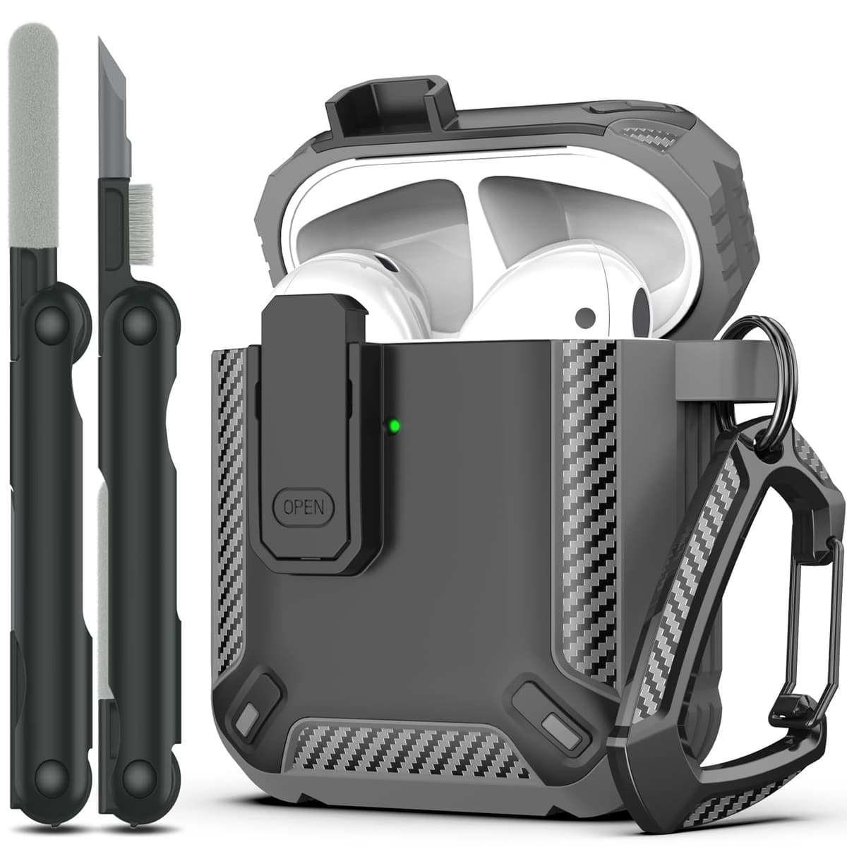 RFUNGUANGO Compatible con Airpods 4 Estuche (2024) con Kit de Limpieza, Clip de Bloqueo Seguro y Estuche de Protección a Prueba de Golpes para Airpods 4ta Generación Lanzamiento 2024,Cielo Estrellado — view 35