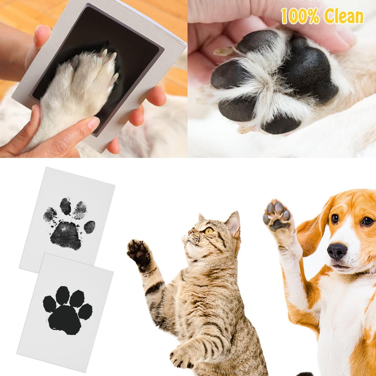 Nabance Baby Handprint and Footprint Kit, Safe Non-Toxic, 6 Baby Inkless Print Pads, 12 Imprint Cards, Dog Pet Paw Print, Imprint Kit, Newborn Keepsake Kit - Black — view 4