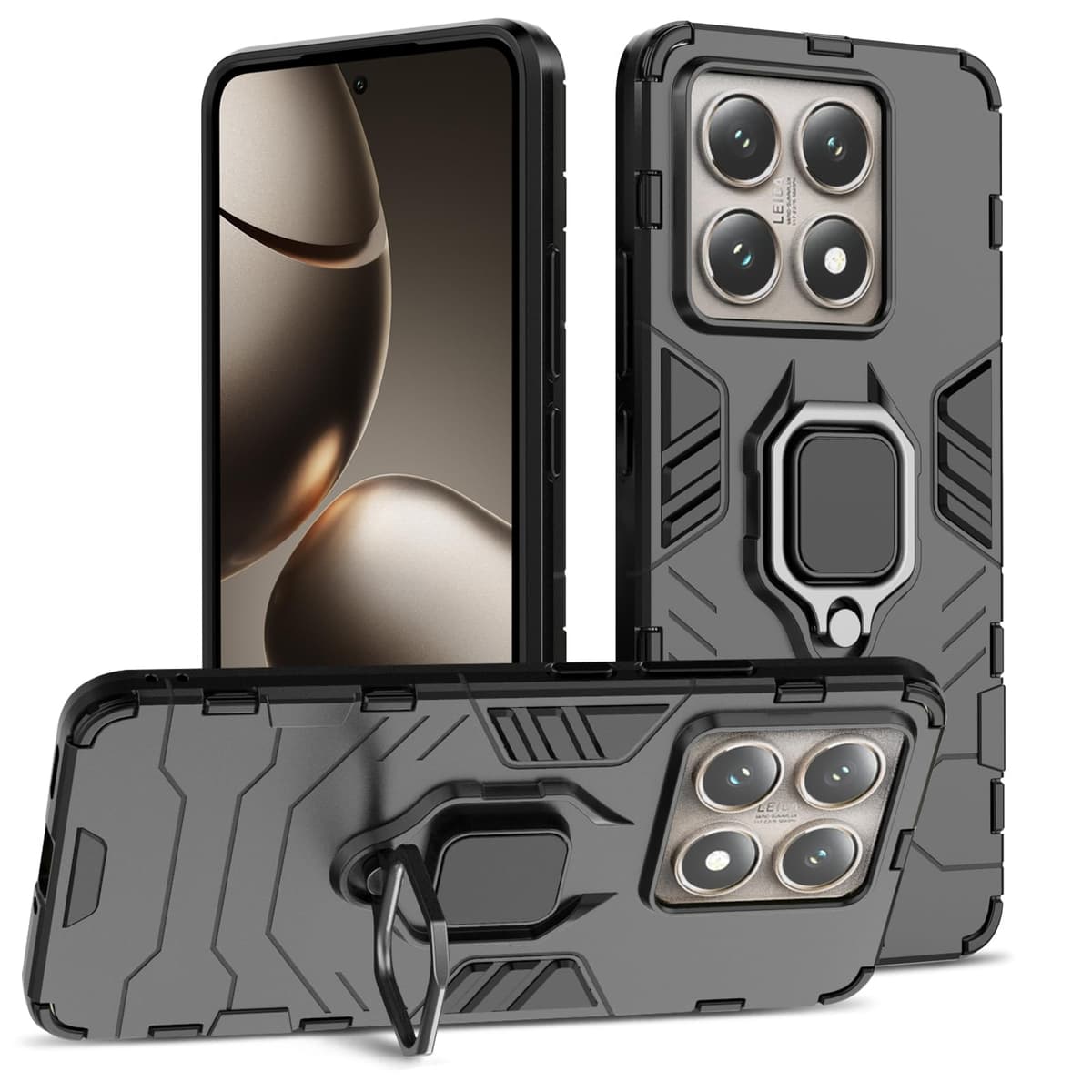 Funda para CMF Phone 2 Pro, Carcasa Antigolpes con Soporte anular metálico, Case Protectora de Grado Militar, Negro — view 592