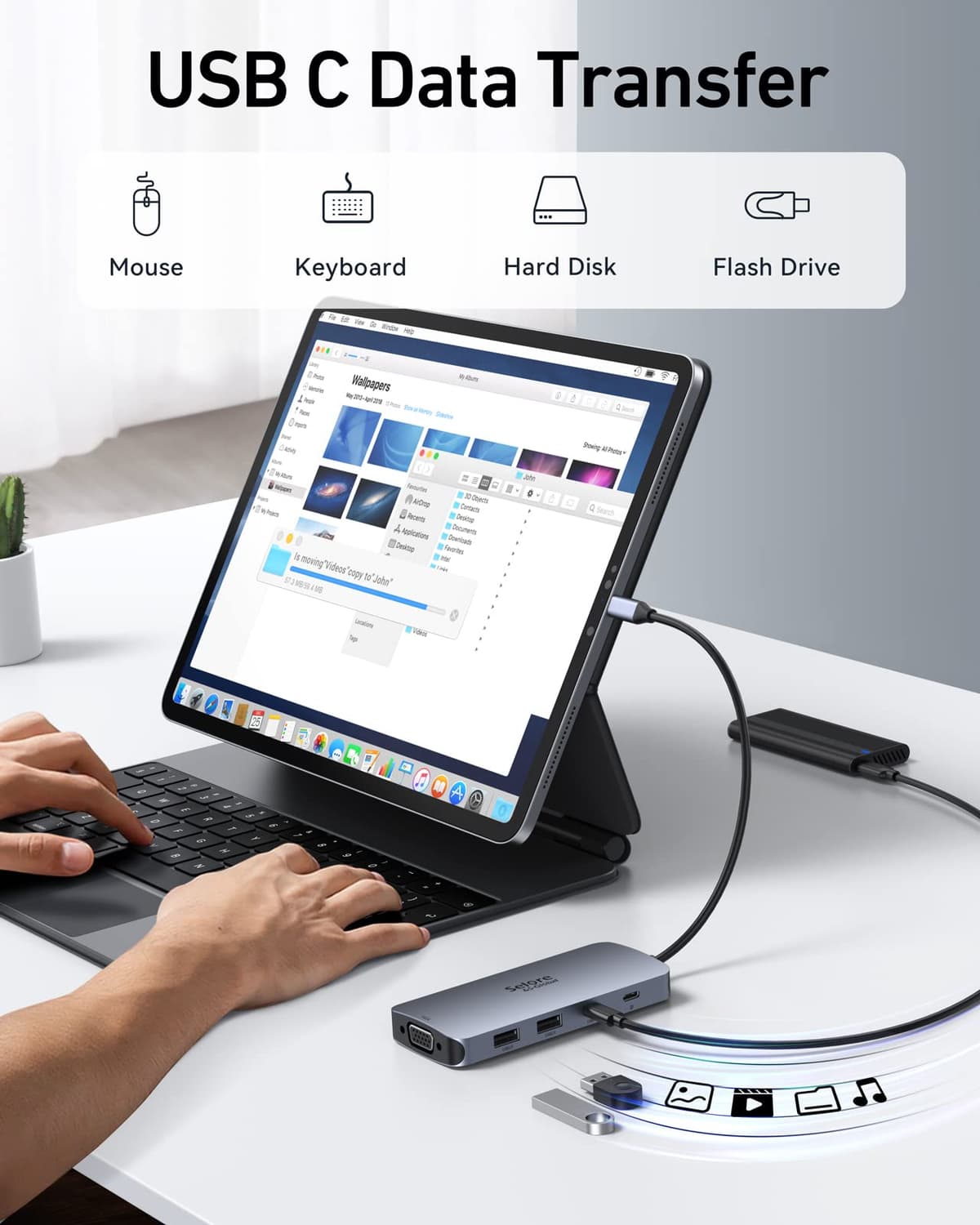 USB C Docking Station Dual Monitor 2 HDMI Multi monitor Laptop Dock USB C to Quad Monitor USBC Hub Multiport Adapter with 2 HDMI DP VGA PD 100W USB 2.0 for Dell HP Asus Microsoft — view 6