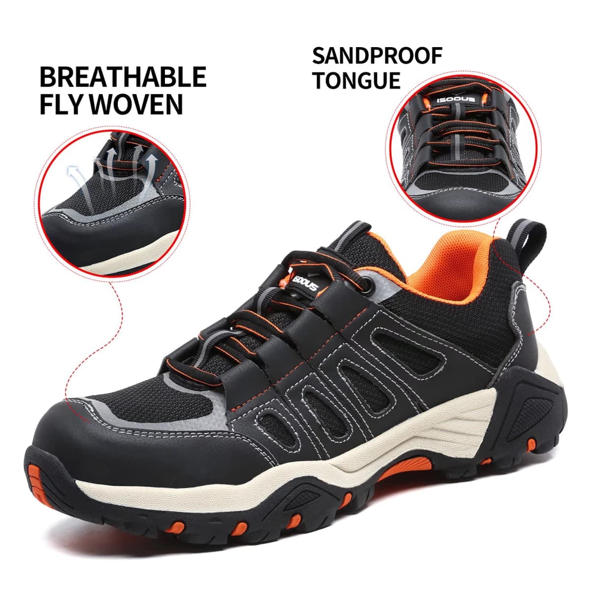 ISOOUS Zapatos de Seguridad Hombre Mujer Calzado de Trabajo Comodo Ligeros con Punta de Acero Transpirable Anti-pinchazos — view 7