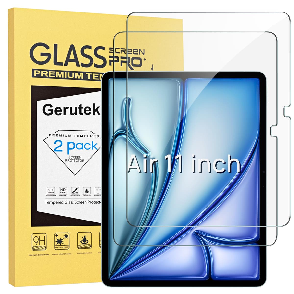 Gerutek [2 Piezas Protector Pantalla para iPad 11ª A16 / iPad 10ª Gen (2025/2022), 11/10,9 Pulgadas, Dureza 9H, HD Transparente, Antiarañazos, Sin burbujas, Antihuellas, Cristal Templado para iPad A16 — view 17