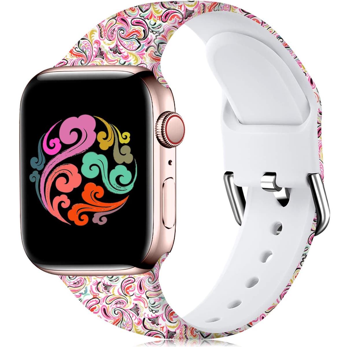 Wepro Strap Compatible with Apple Watch Strap 45mm 44mm 42mm 46mm 49mm, Pattern Printed Soft Silicone Wrist Bands for Apple Watch SE/Ultra/Ultra 2/iWatch Series 10/9/8/7/6/5/4/3/2/1, Colorful Cloud